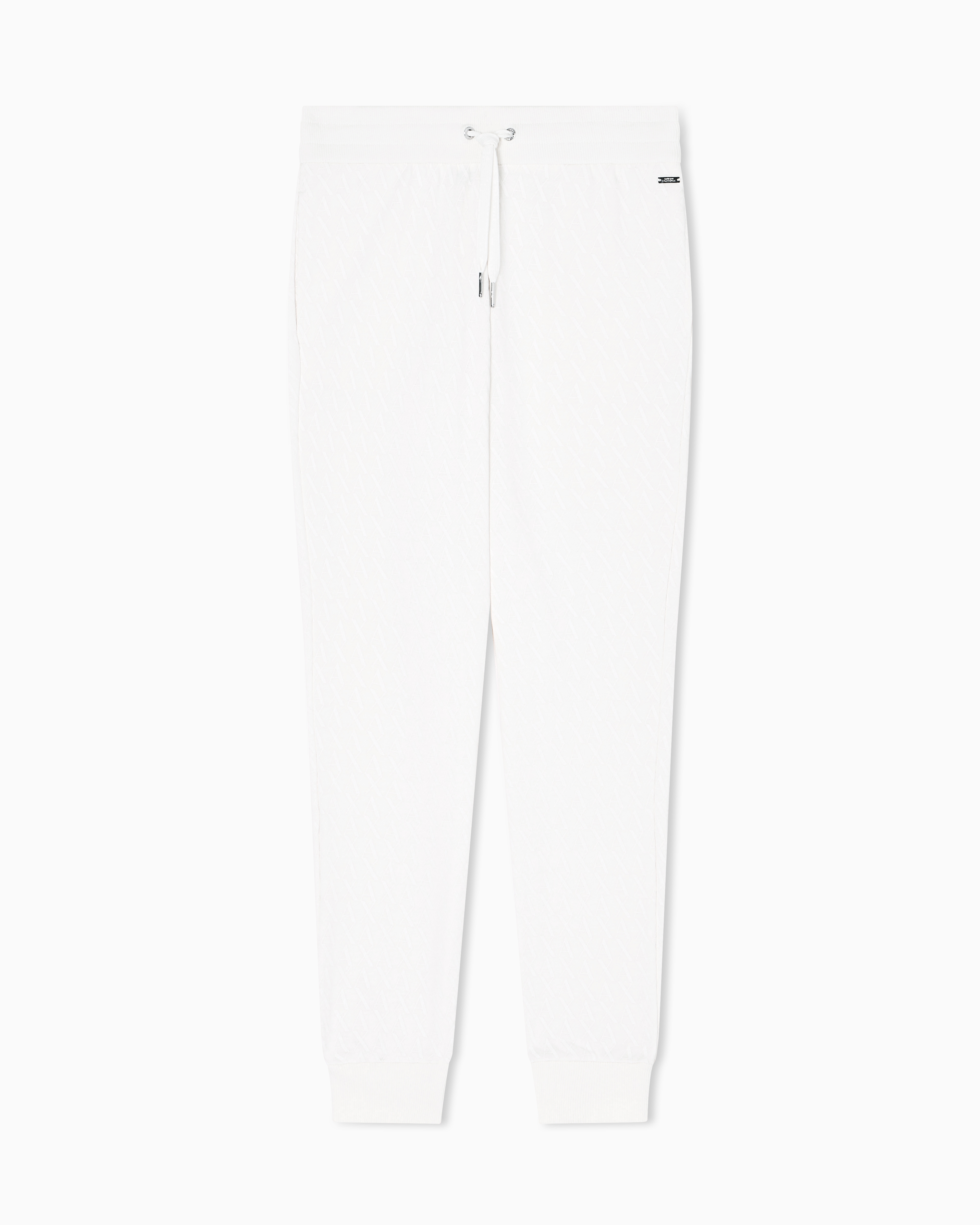 Armani Exchange White Allover Logo Sweatpants
