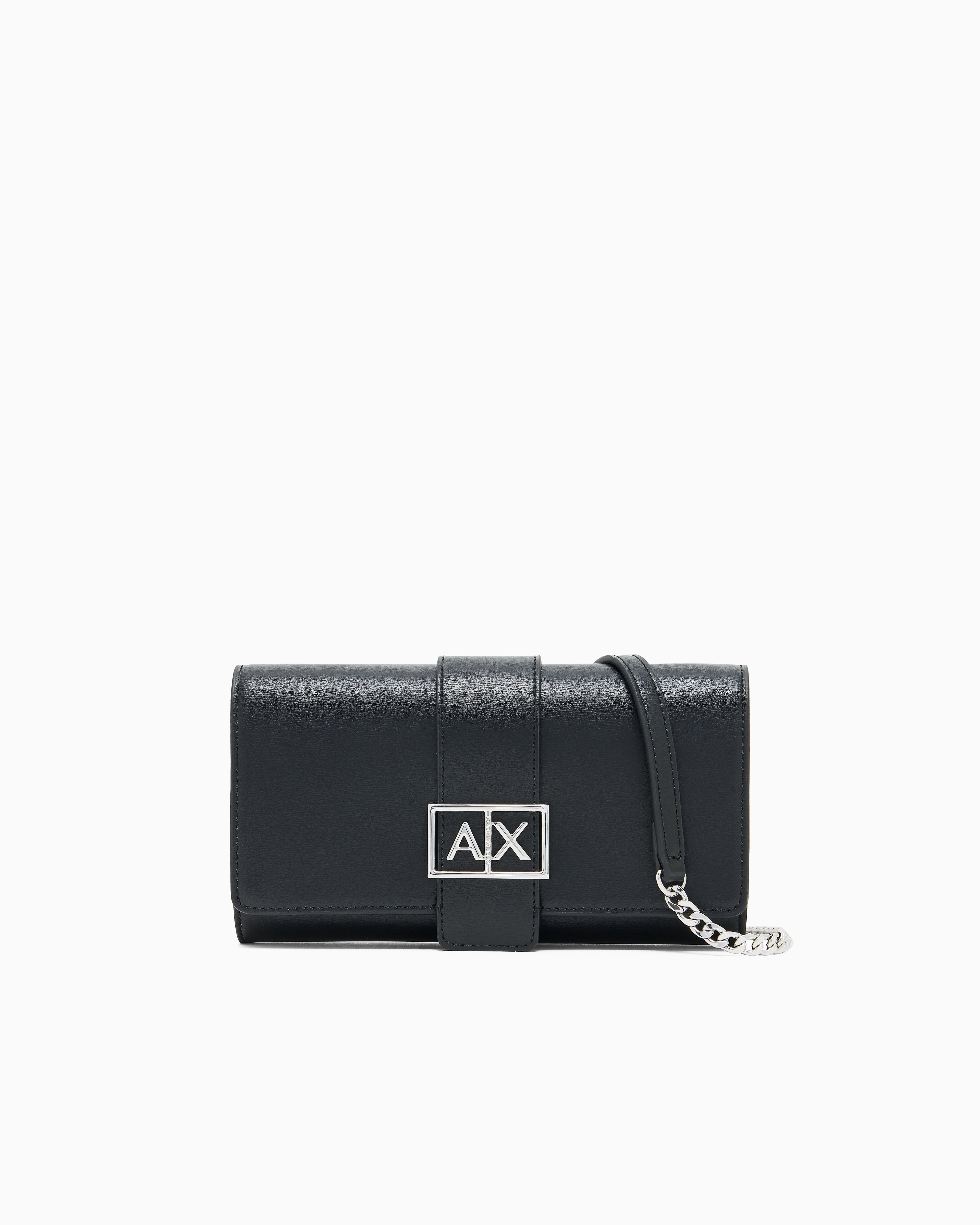 Armani Exchange Black Wallet On Chain With Asv Logo