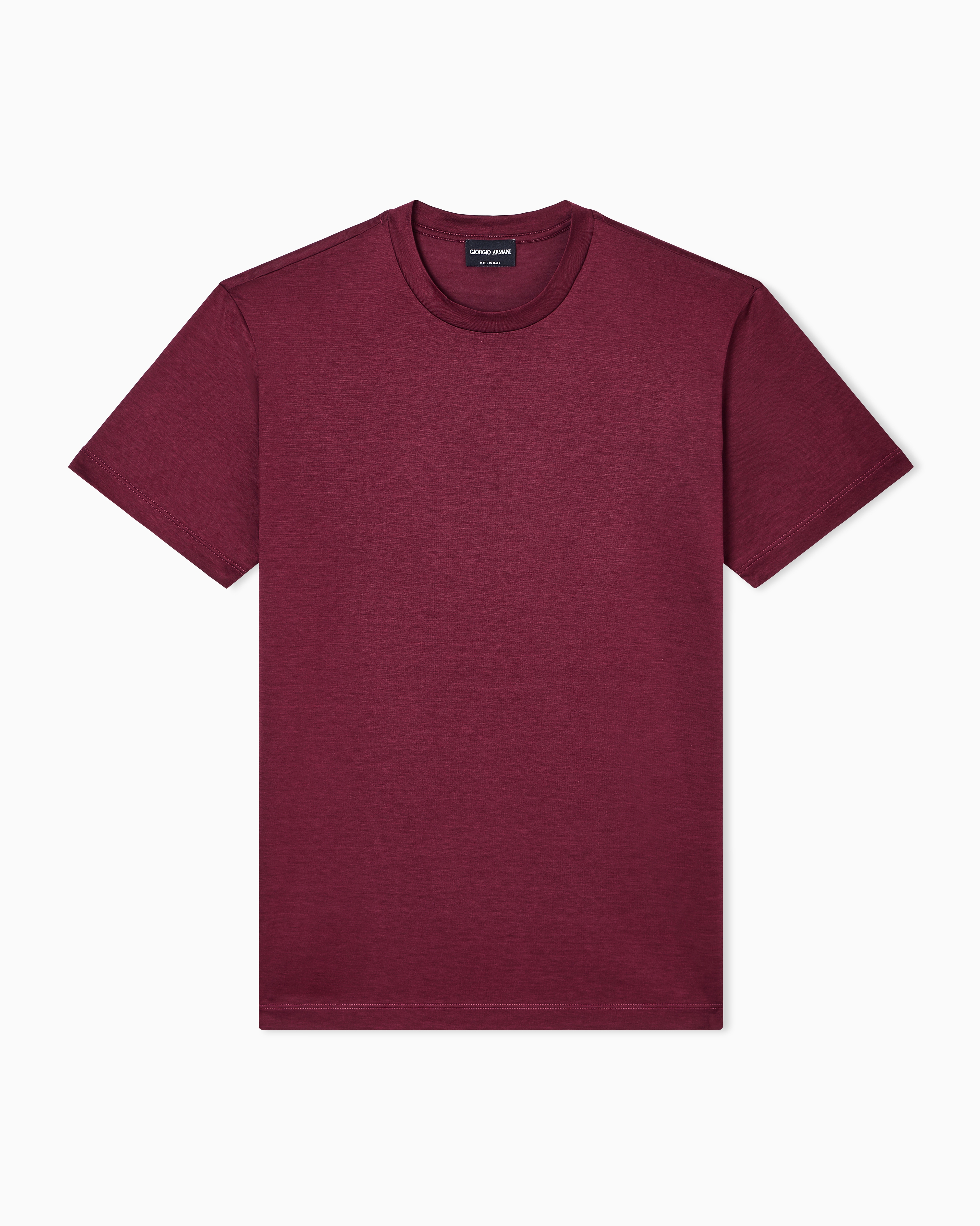 Giorgio Armani Red Plain-Knit Jersey T-Shirt In A Silk-And-Cotton Blend