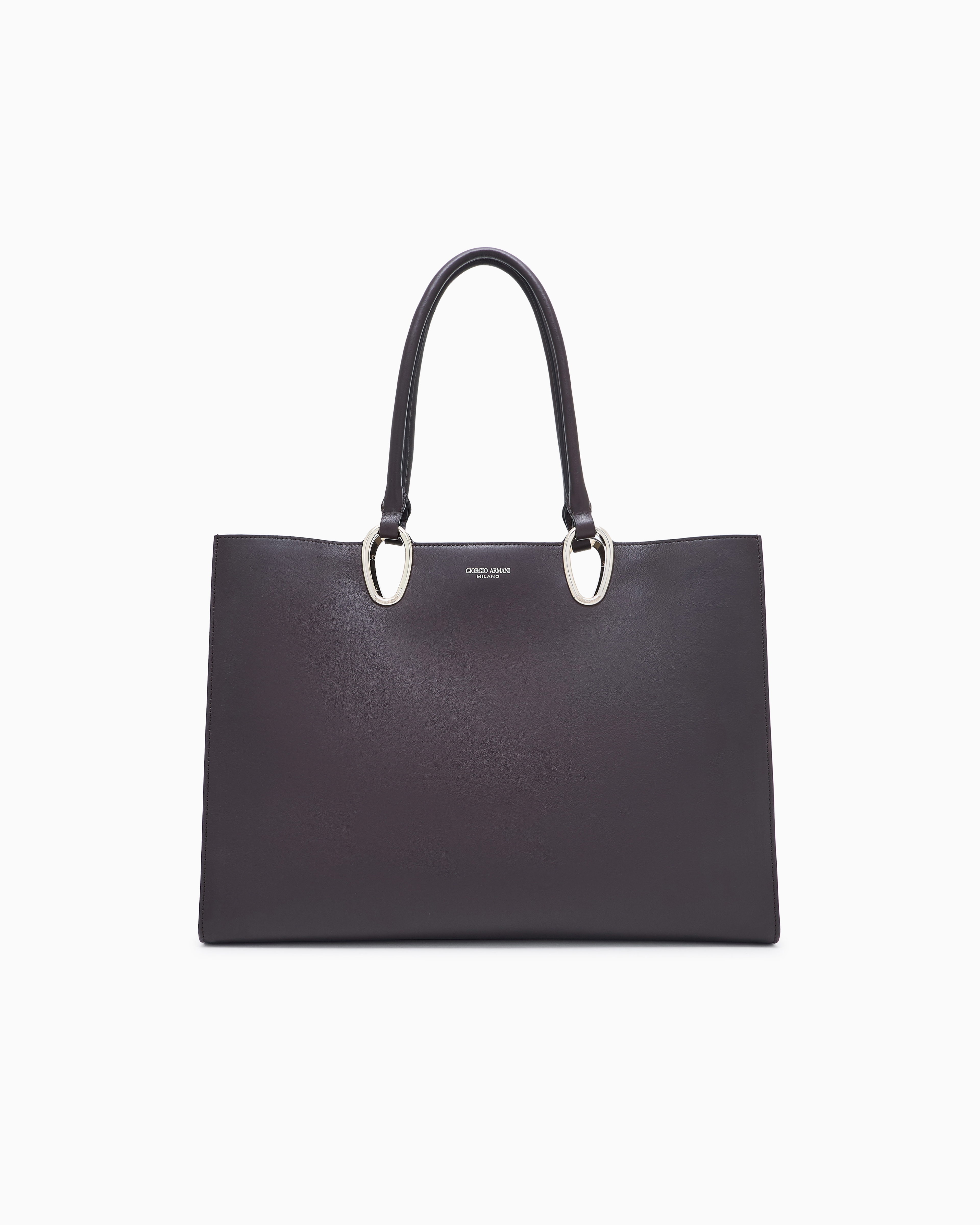 Giorgio Armani Brown Medium Shopper Bag In Leather