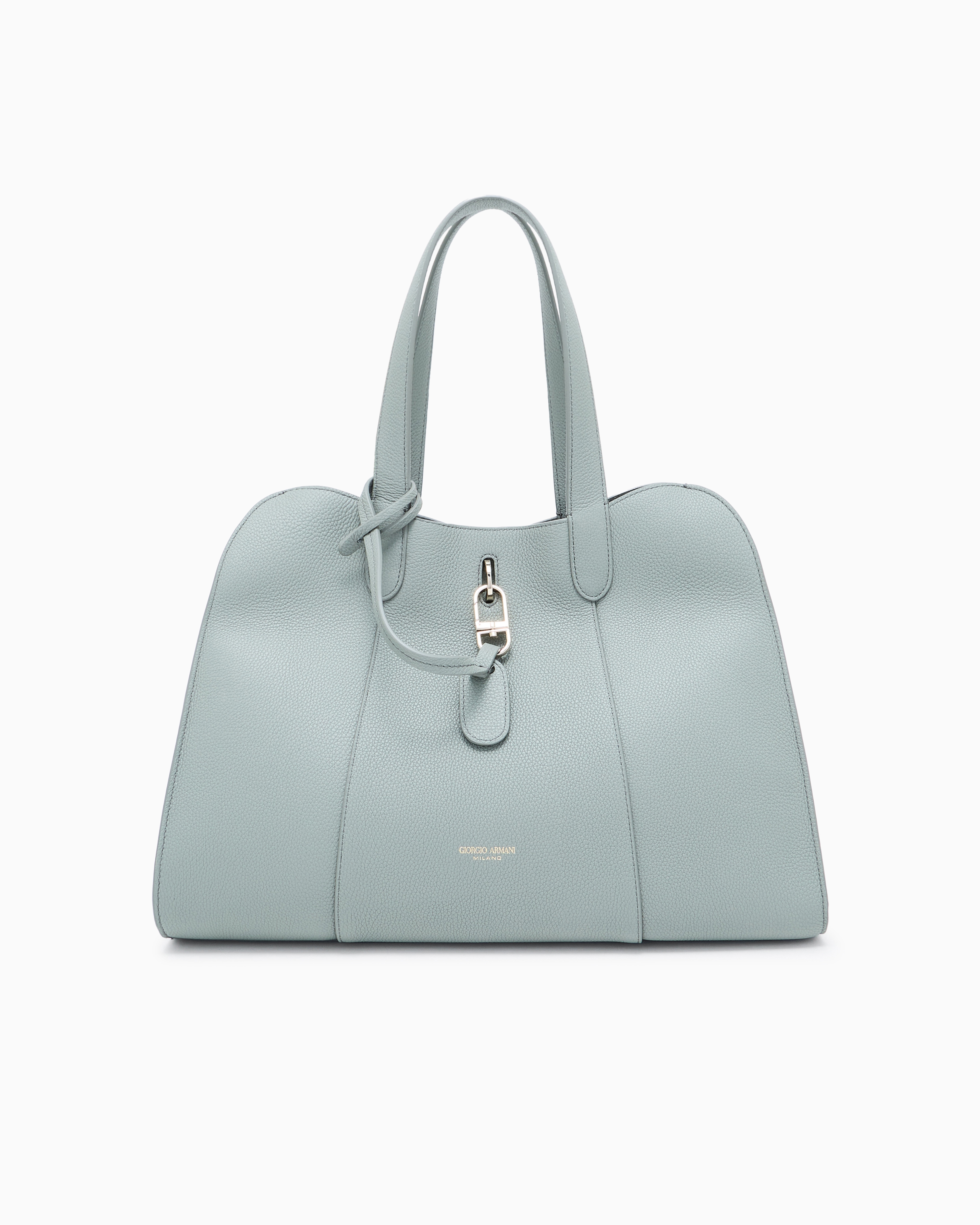 Giorgio Armani Green Large Pebbled Leather Tote Bag