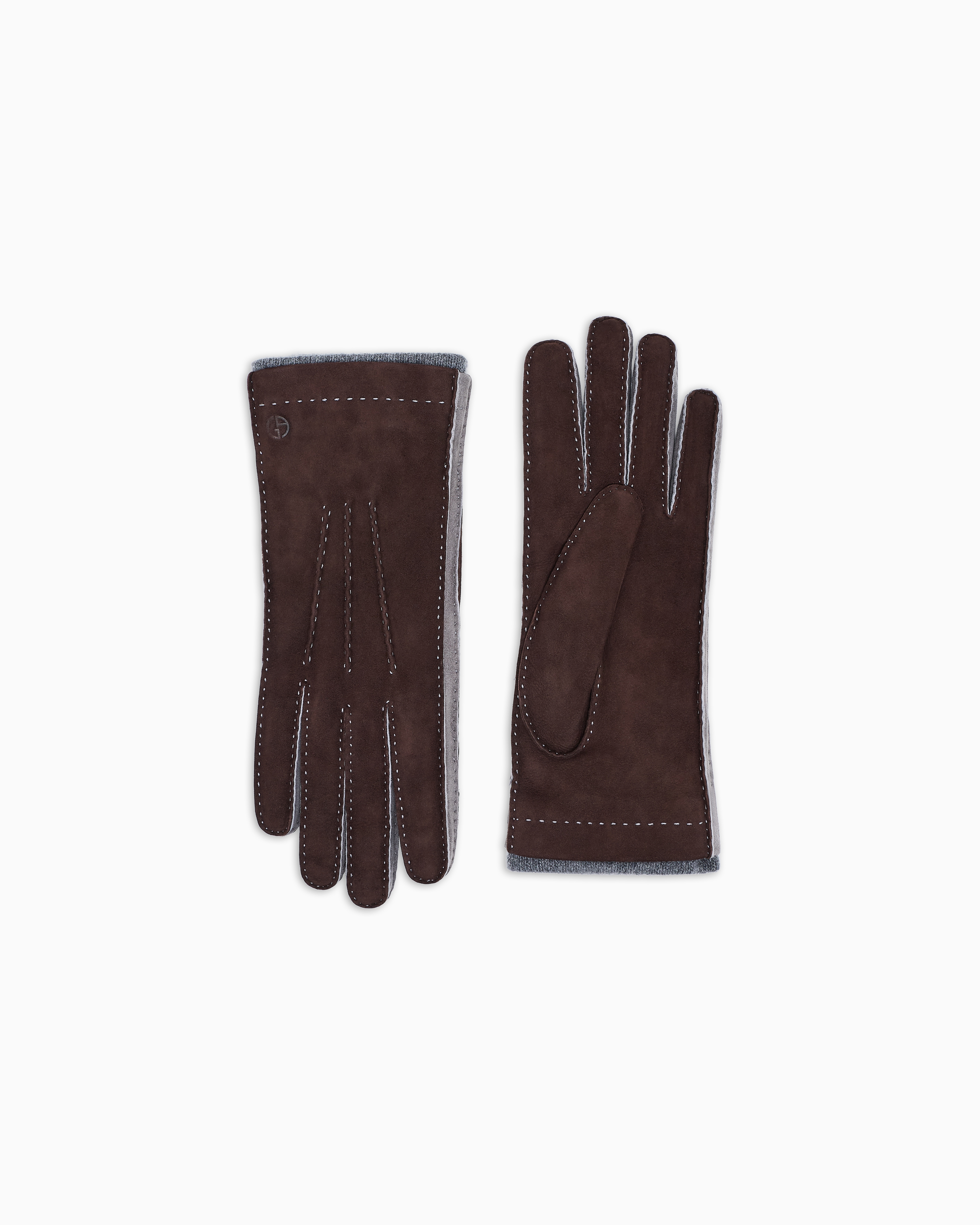 Giorgio Armani Brown Two-Tone Lambskin Suede Gloves