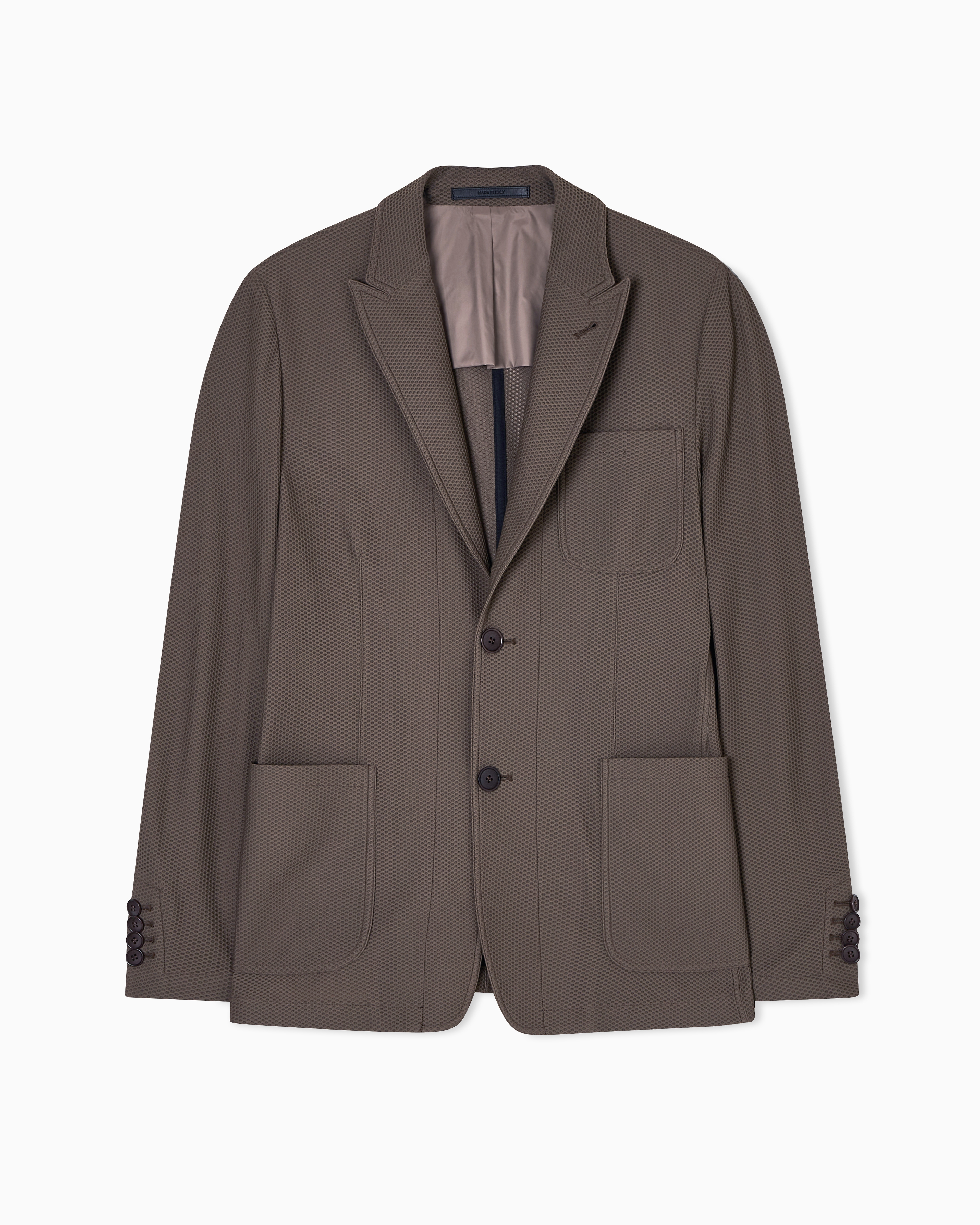Giorgio Armani Beige Single-Breasted Jacket In Technical Waffle Fabric
