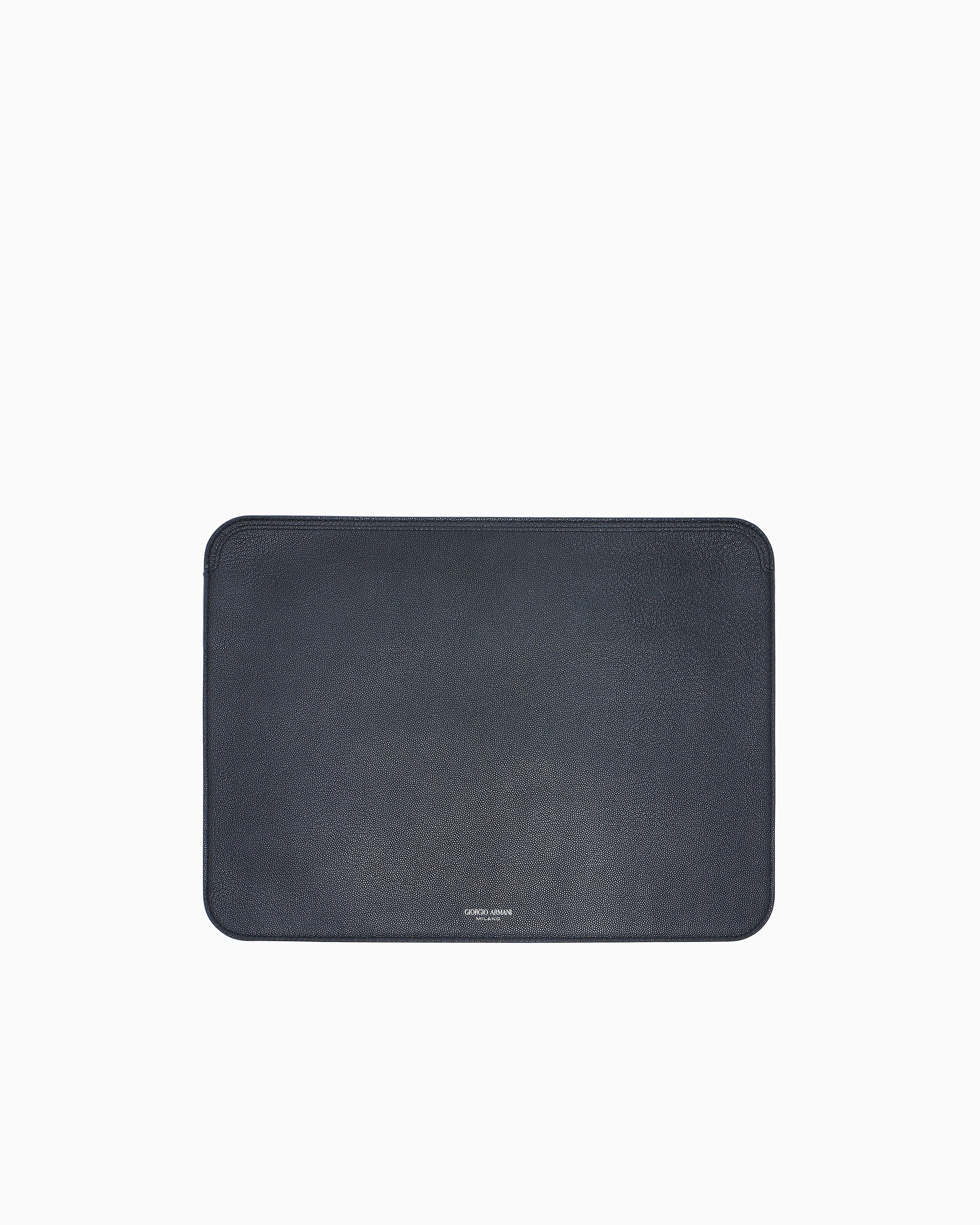 Giorgio Armani Black Ipad Case In Pebbled Calfskin