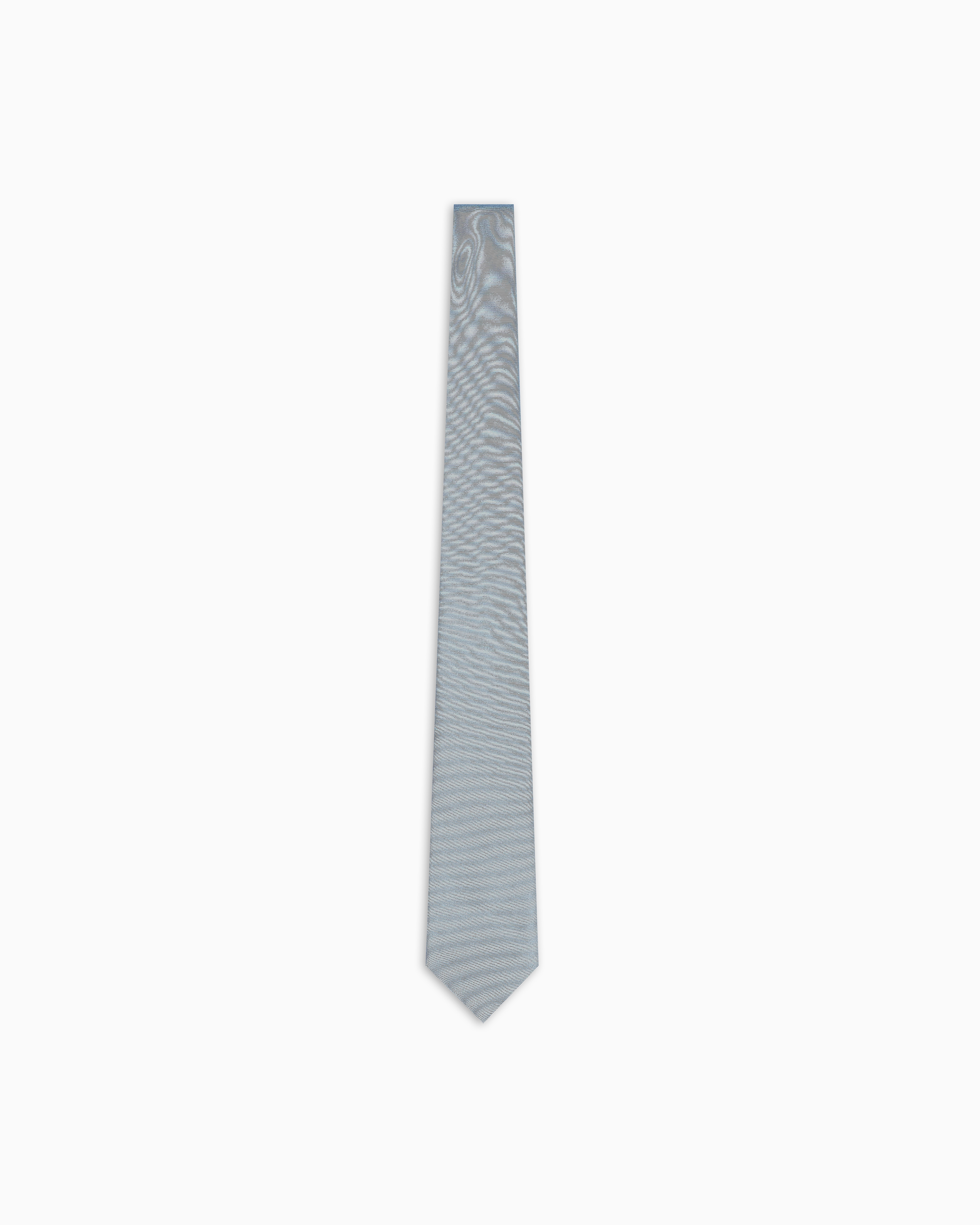 Emporio Armani Men's Light Blue Ottoman-Style Pure Silk Tie