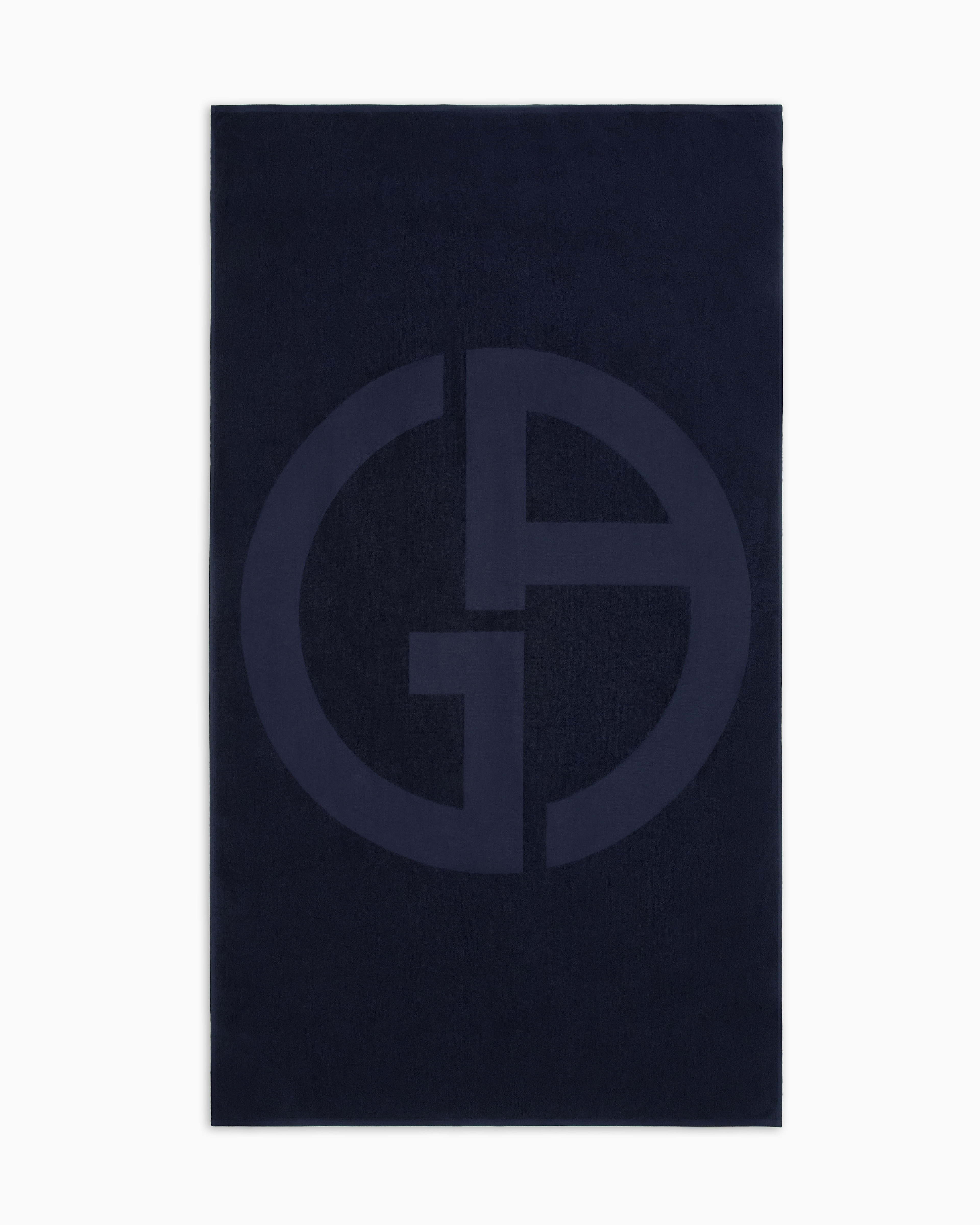 Giorgio Armani Navy Blue Cotton Beach Towel With Jacquard Logo