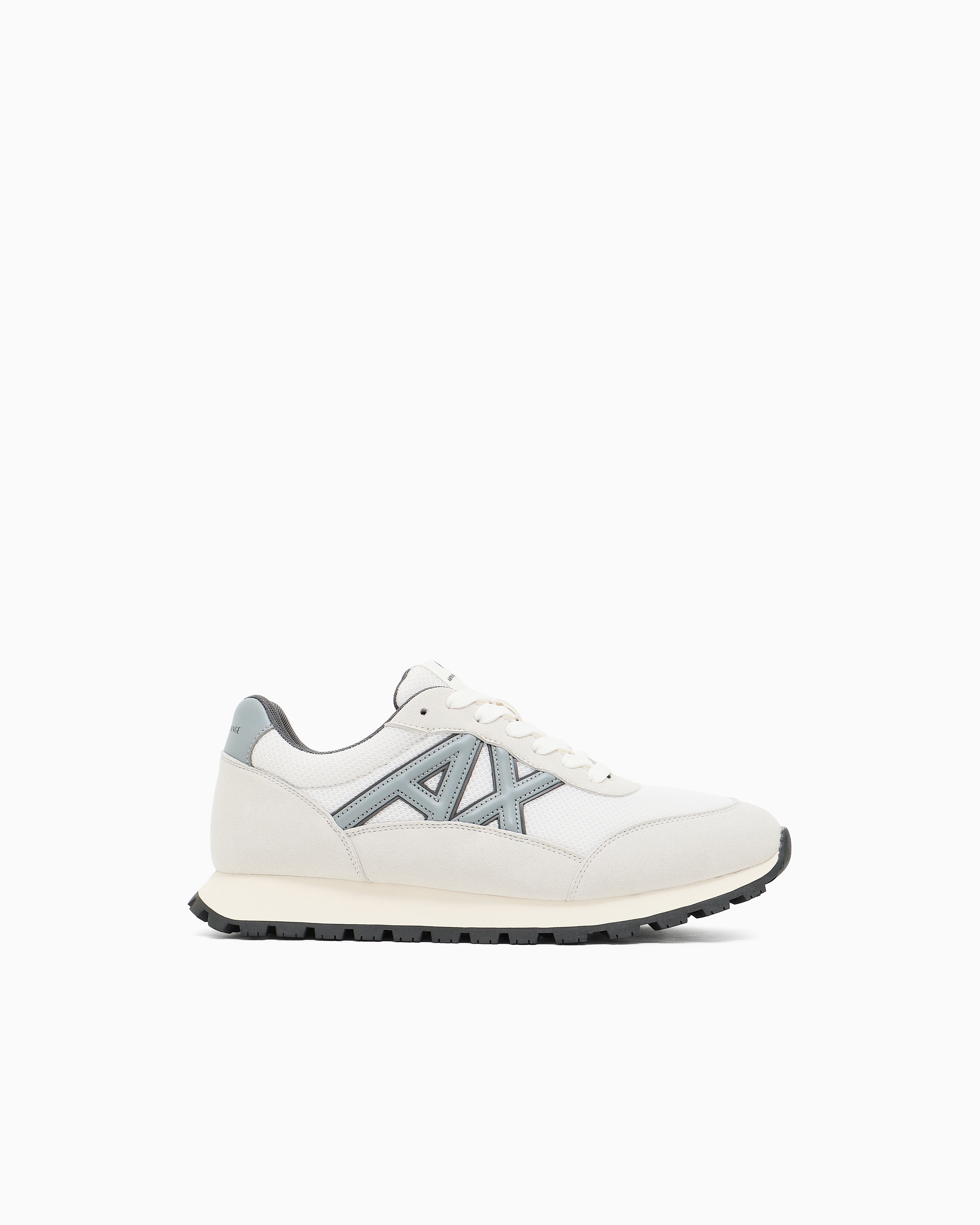 Armani Exchange Grey Sneakers In Mesh And Microsuede