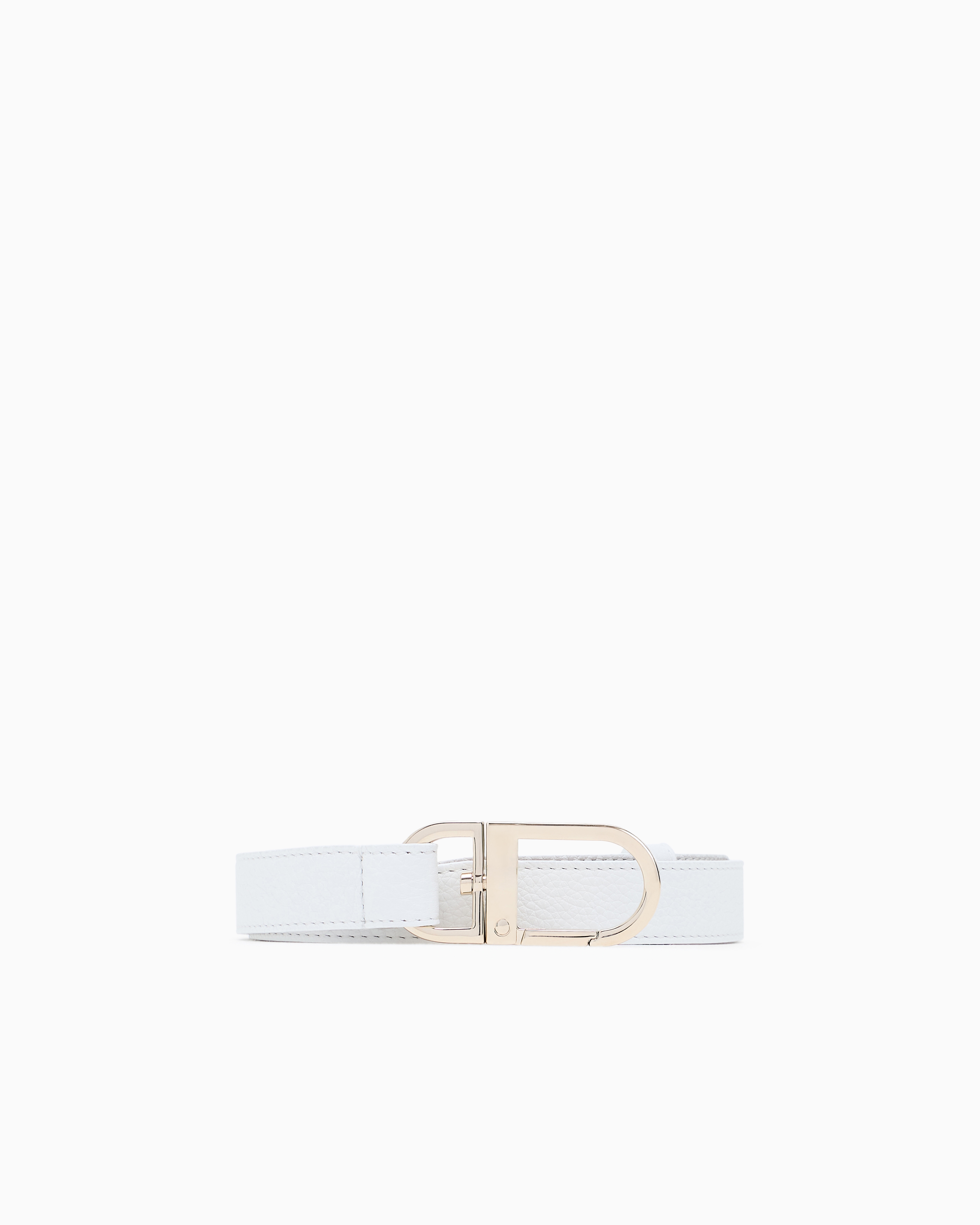 Giorgio Armani White Pebbled Leather Belt