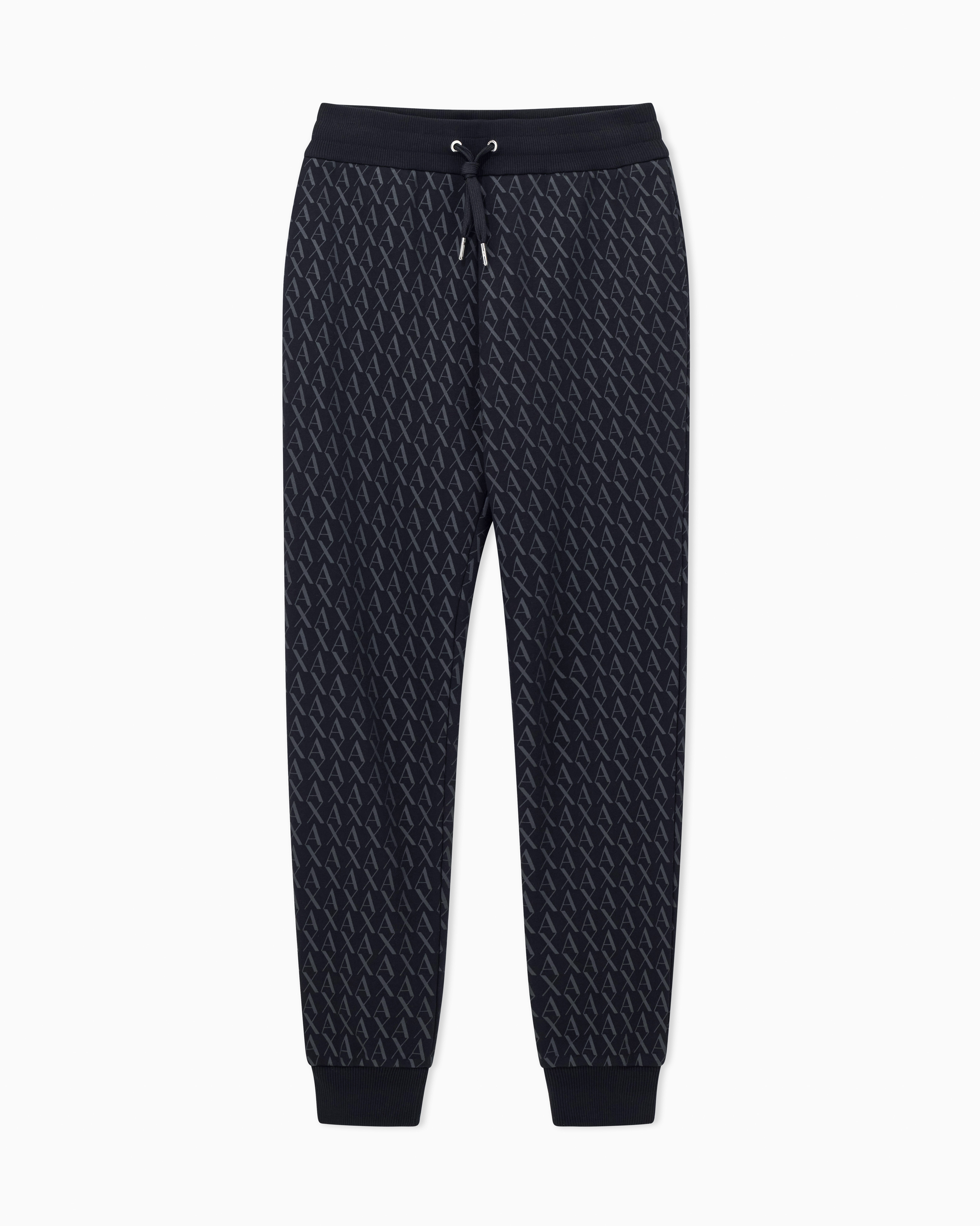 Armani Exchange Black Allover Logo Sweatpants