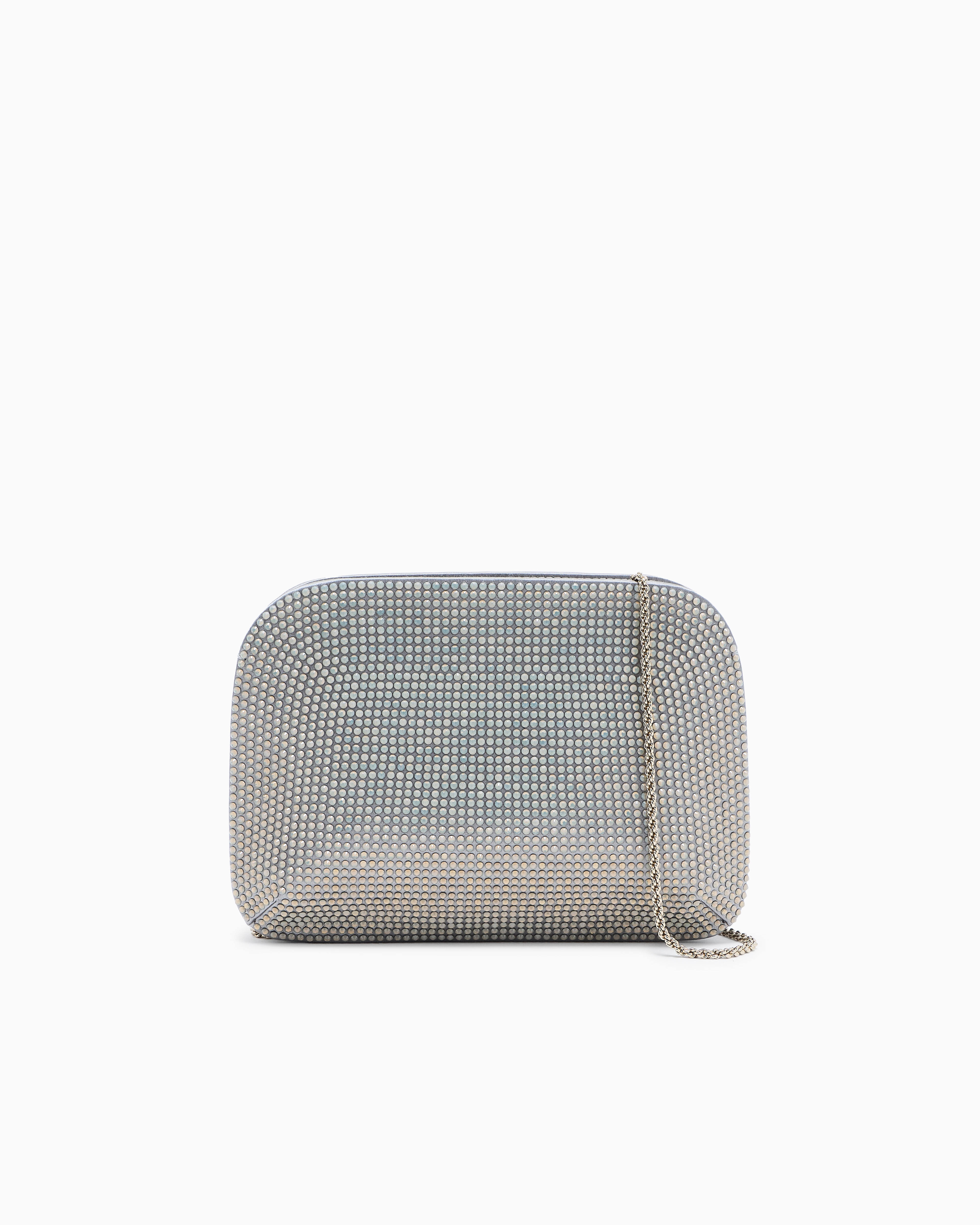 Giorgio Armani Silver La Prima Satin And Opal Rhinestone Clutch Bag