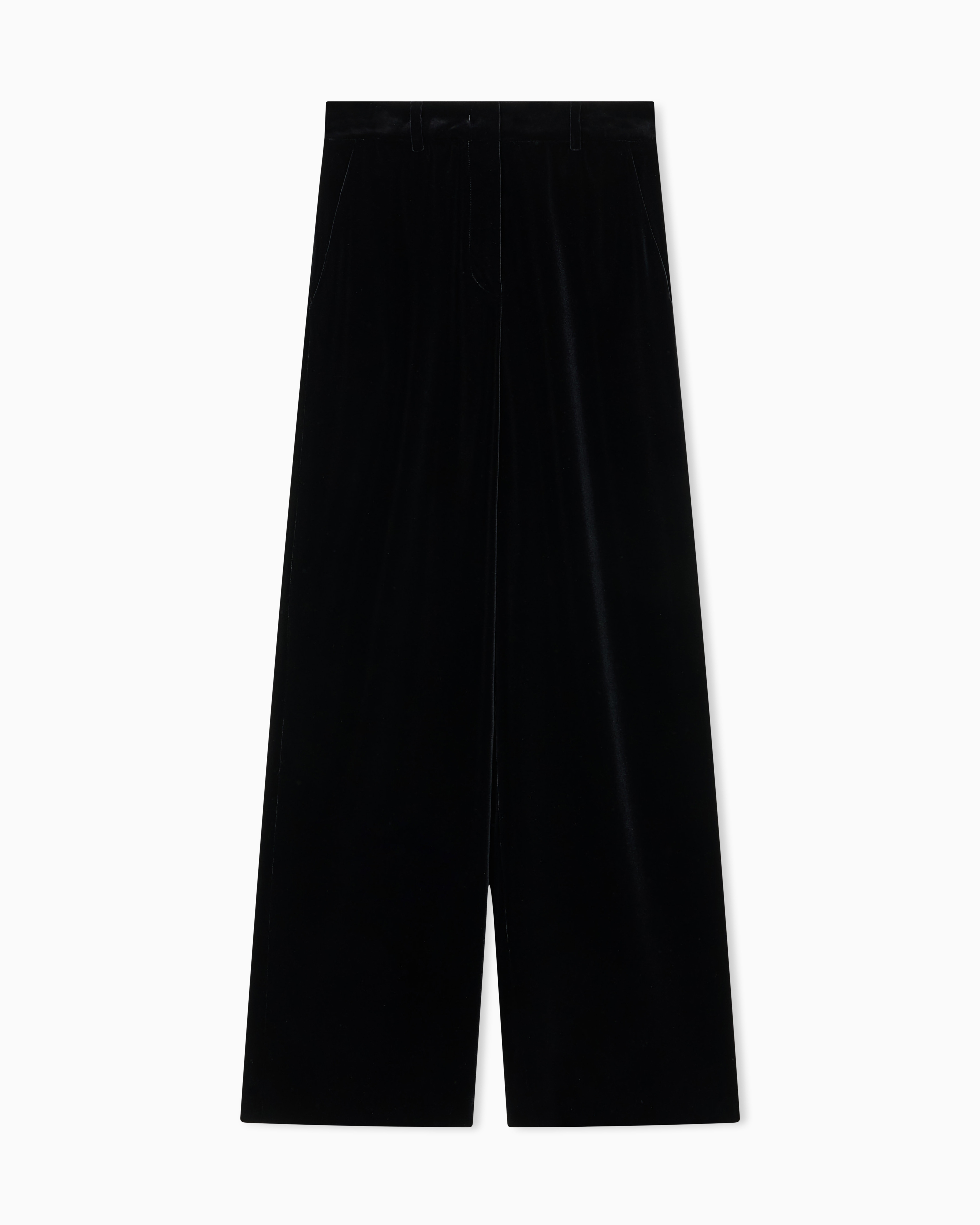 Giorgio Armani Black Wide-Leg Velvet Trousers