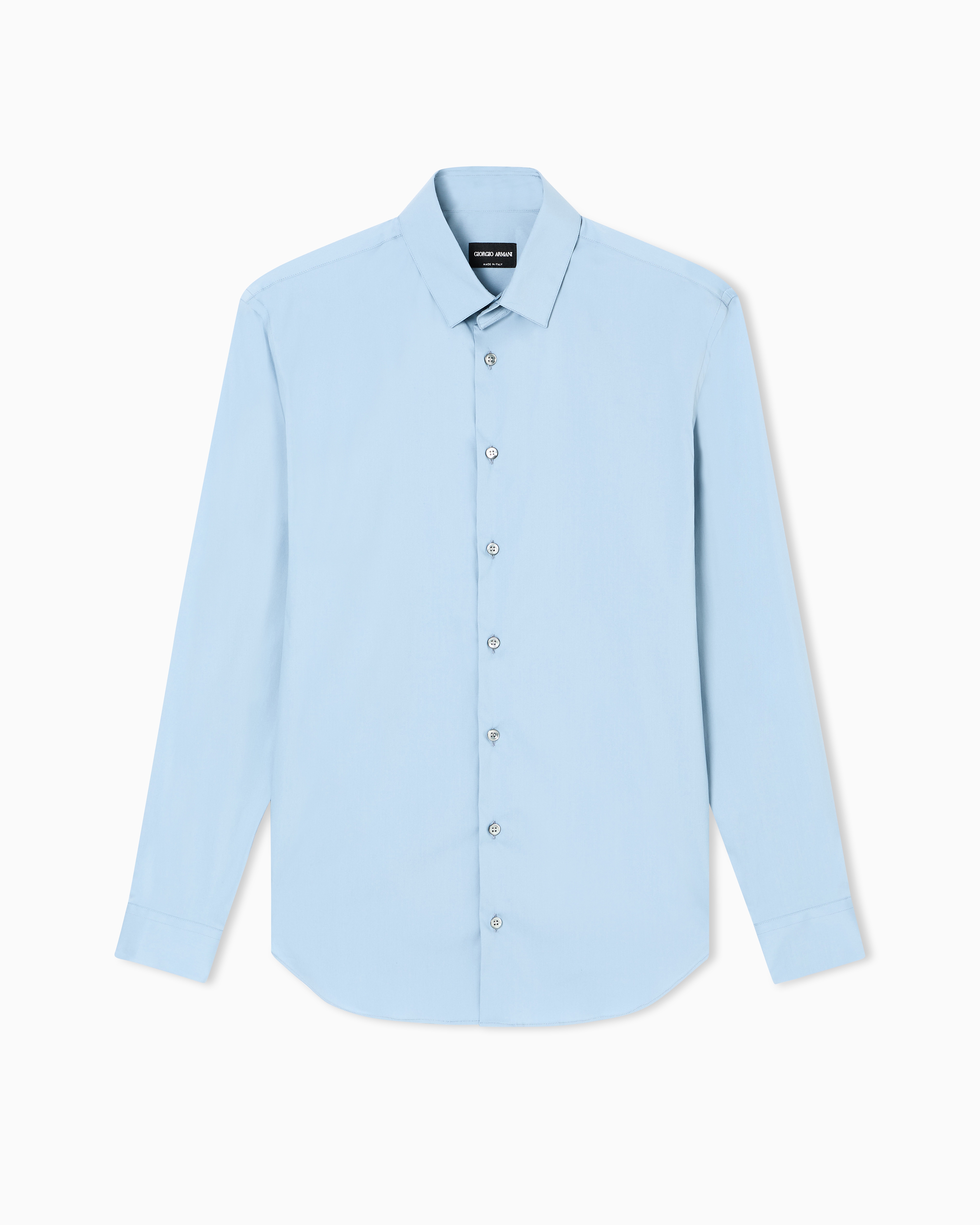 Giorgio Armani Light Blue Slim Fit-Shirt In Stretch Cotton Poplin