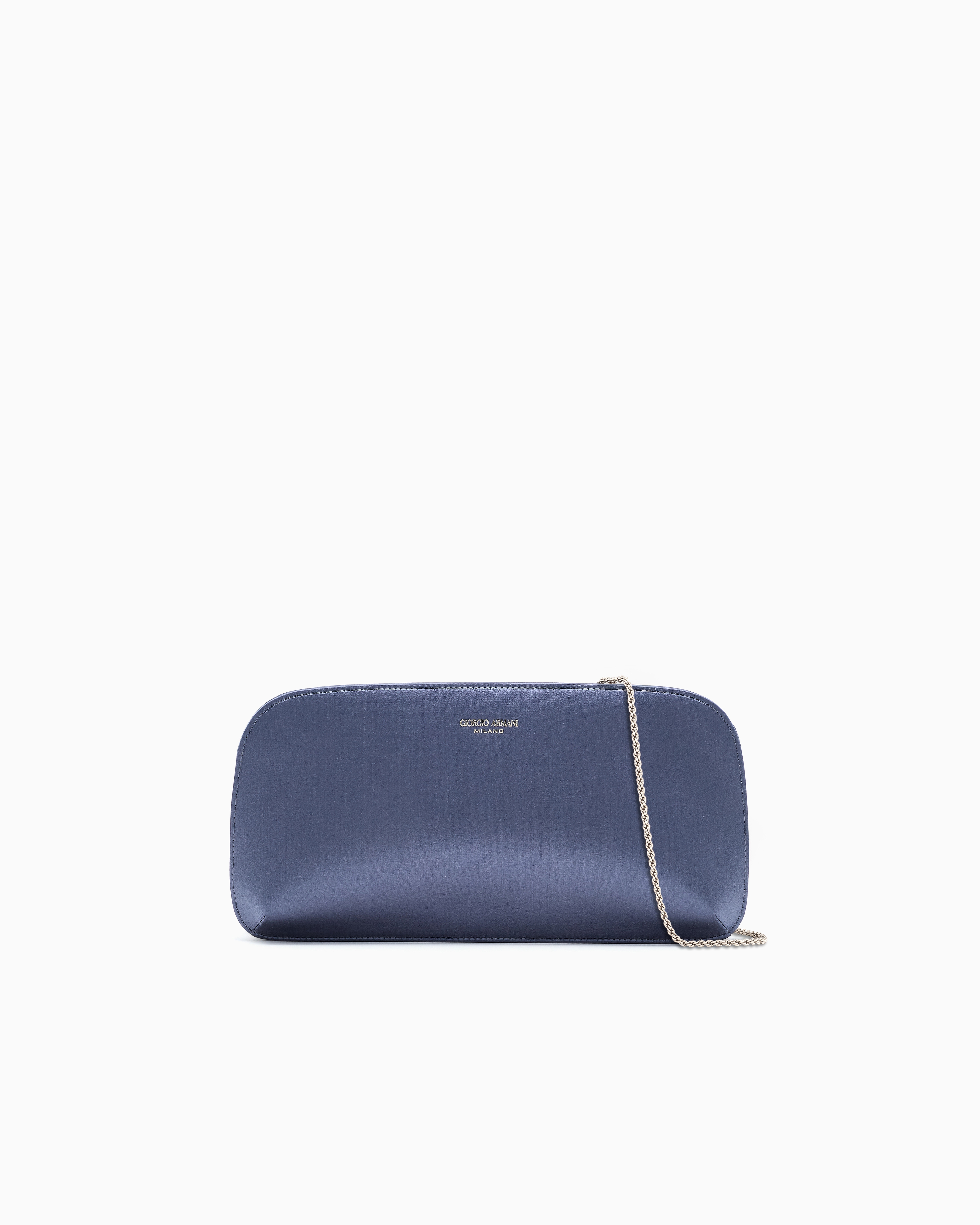 Giorgio Armani Grey Satin Horizontal La Prima Clutch Bag