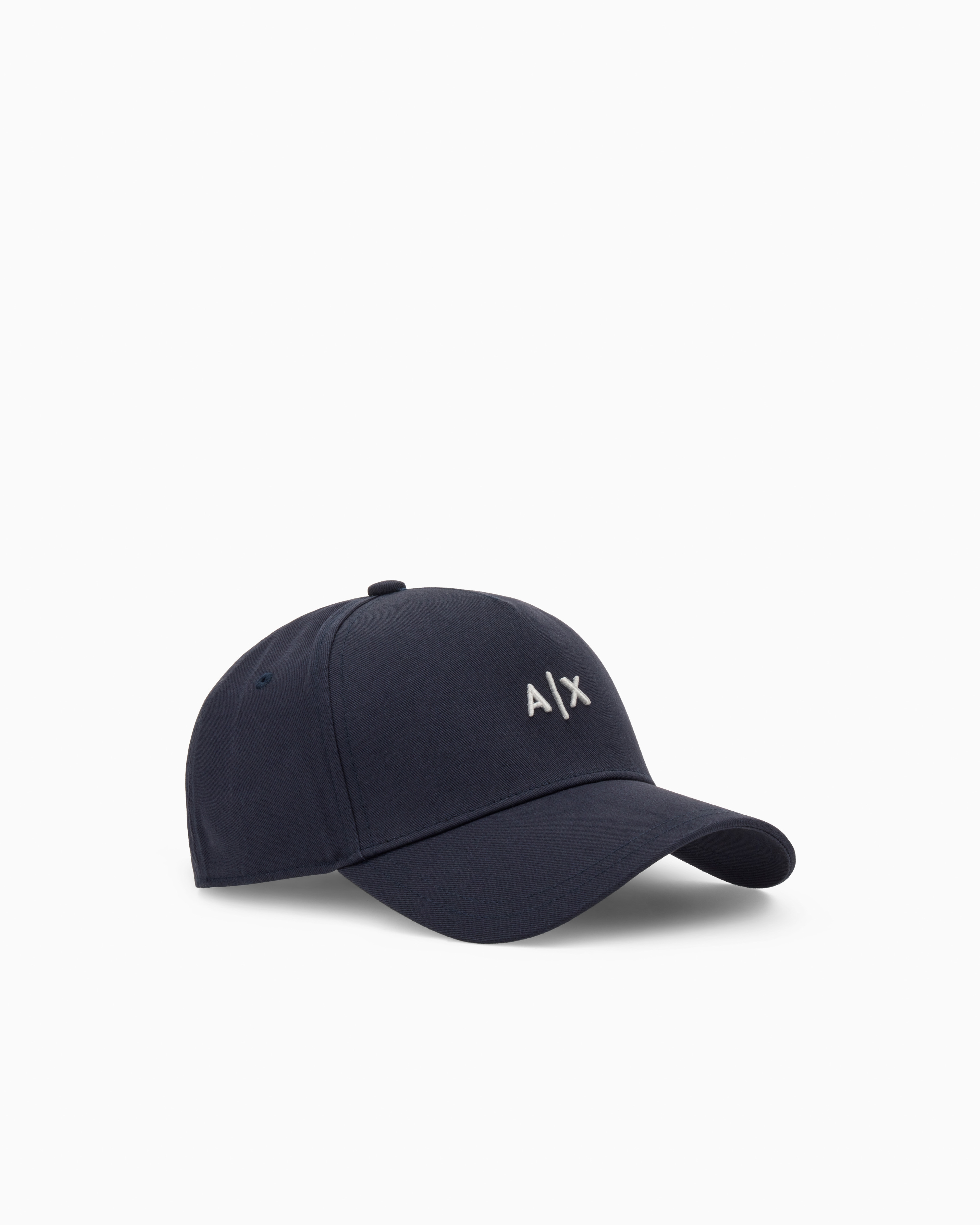 Armani Exchange Navy Blue Logo Cap With Curved Visor In Cotton Twill