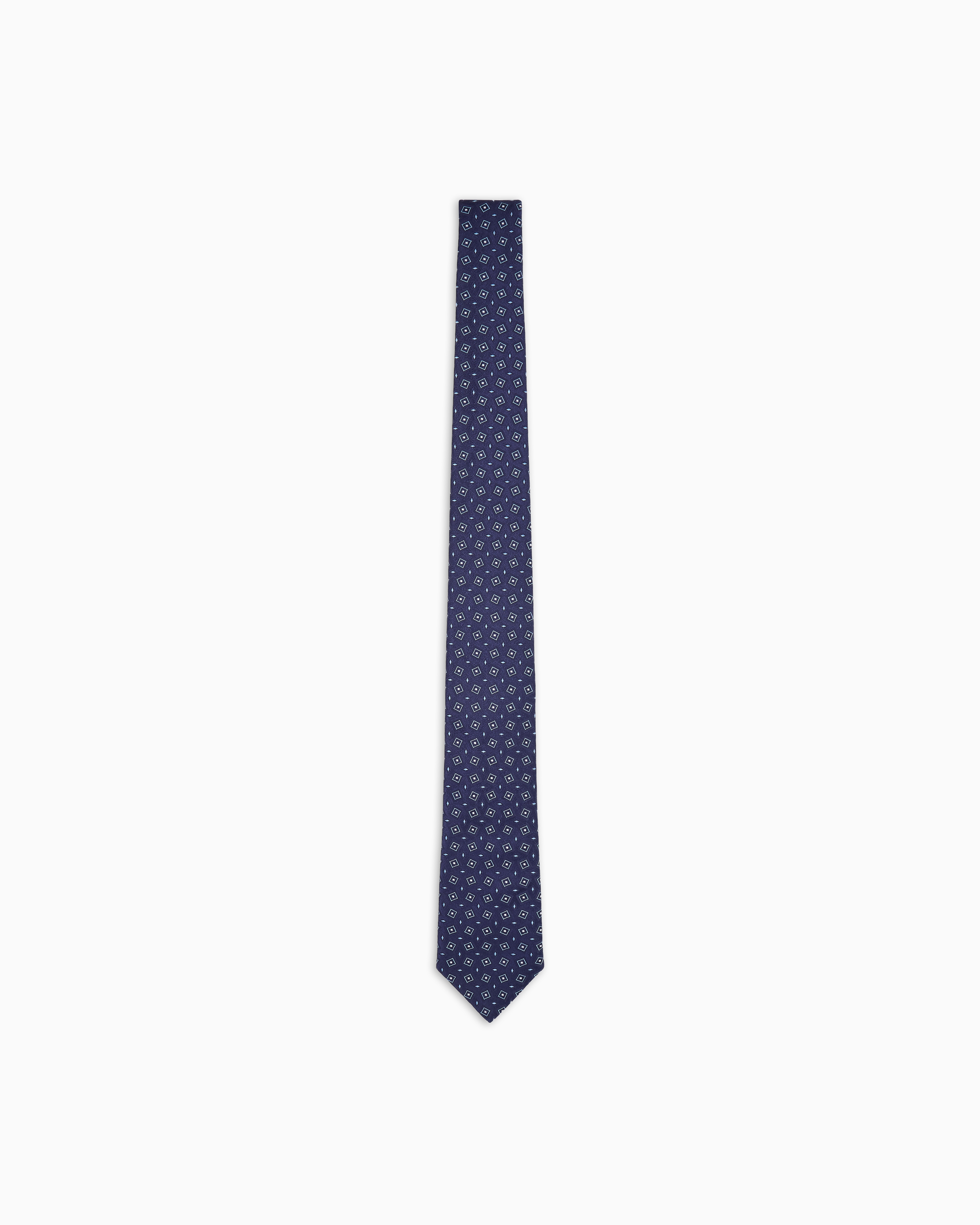 Giorgio Armani Blue Silk Tie With Geometric Jacquard Motif