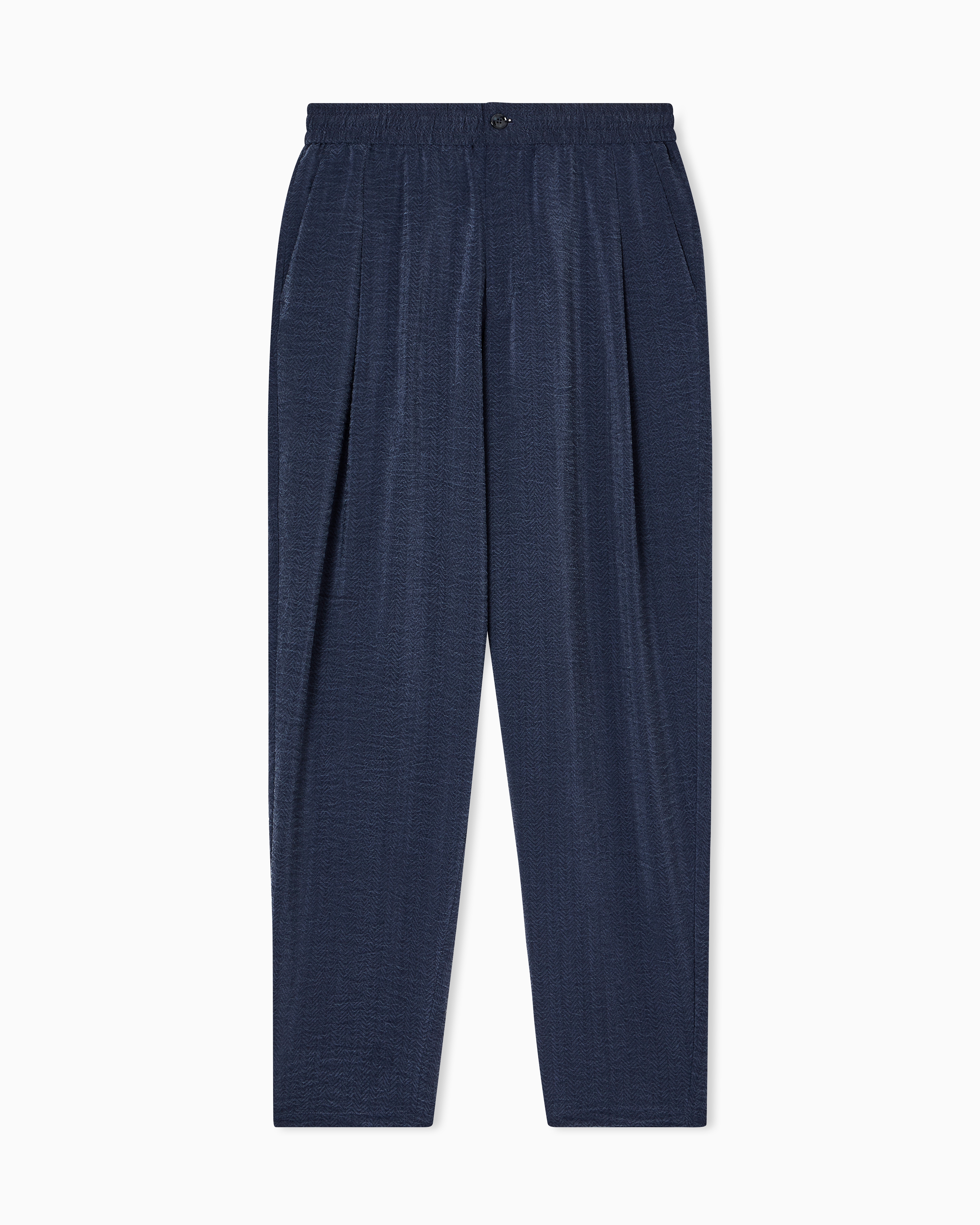 Giorgio Armani Blue Woven Trousers In Cupro Jacquard With Drawstring