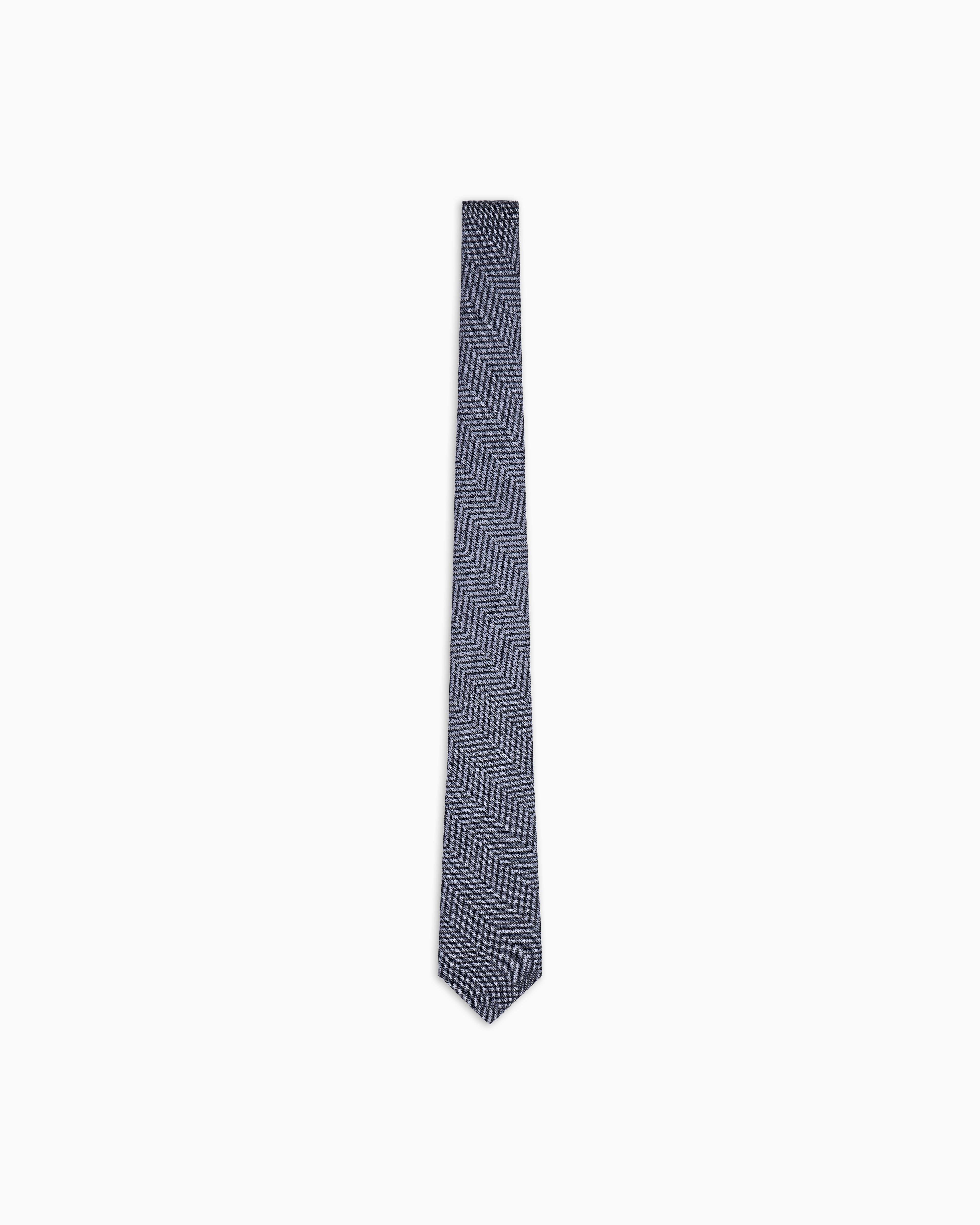 Giorgio Armani Grey Asv Silk Tie With Chevron Print