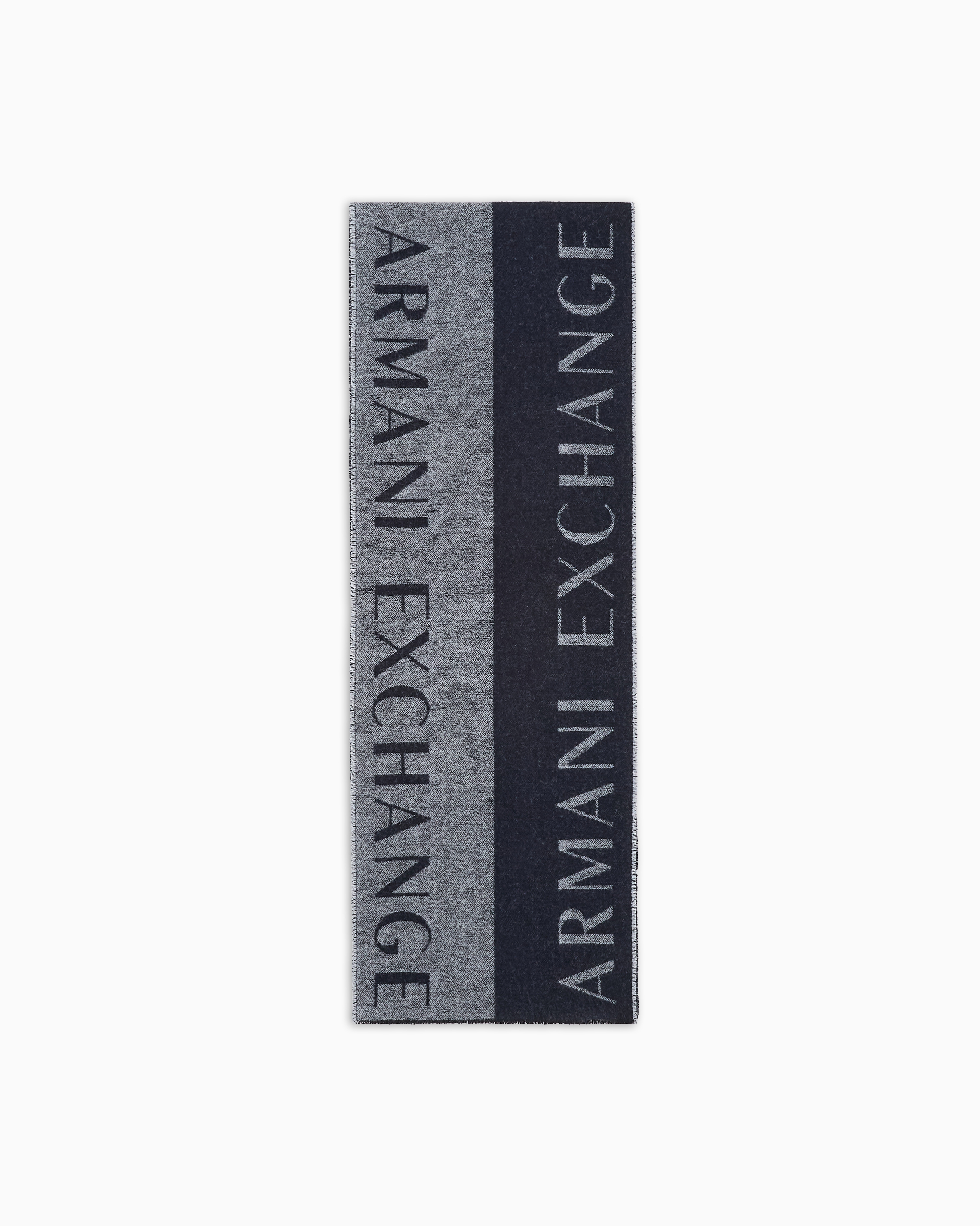 Armani Exchange Blue Two-Tone Scarf With Logo