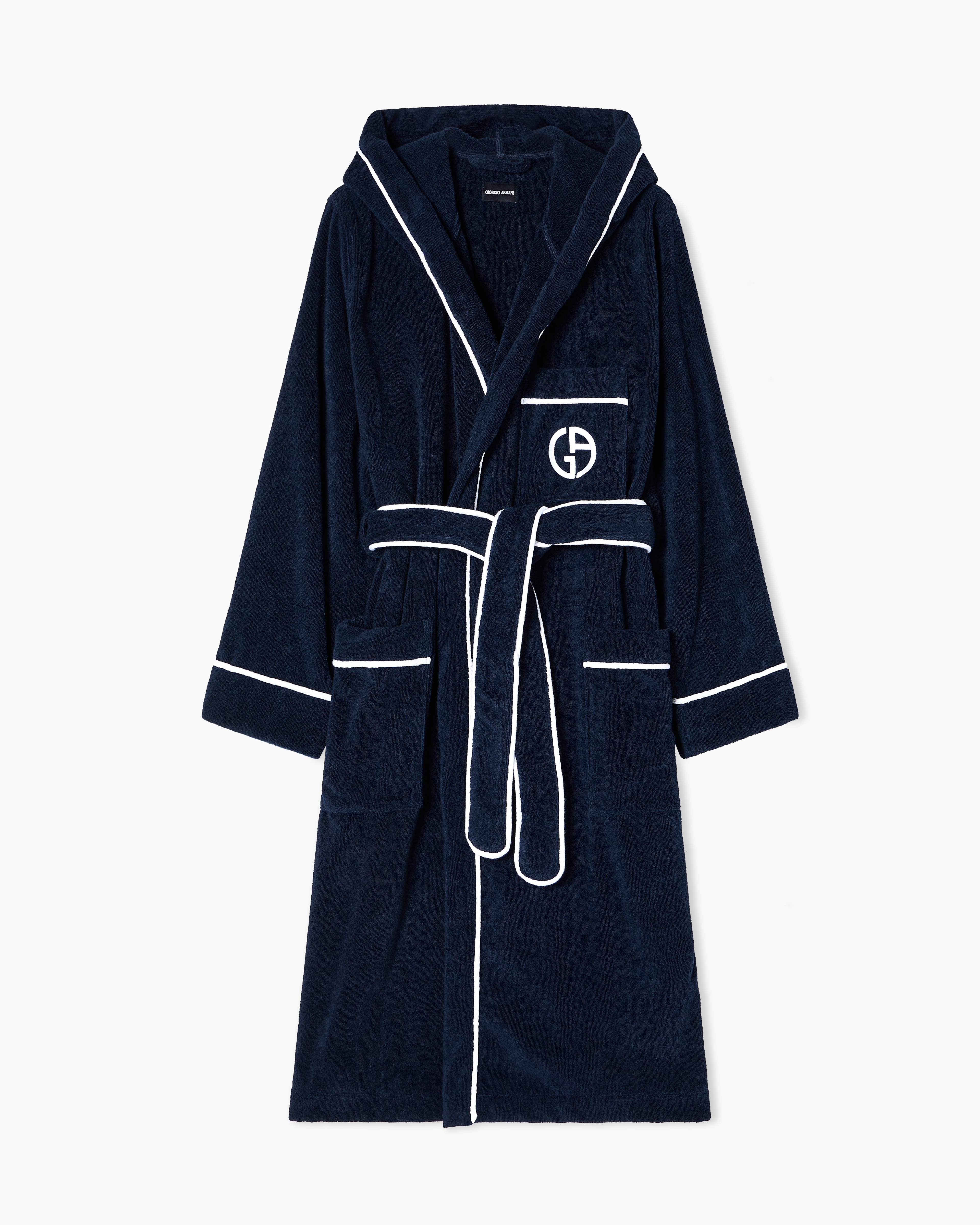 Giorgio Armani Navy Blue Cotton Terry Bathrobe