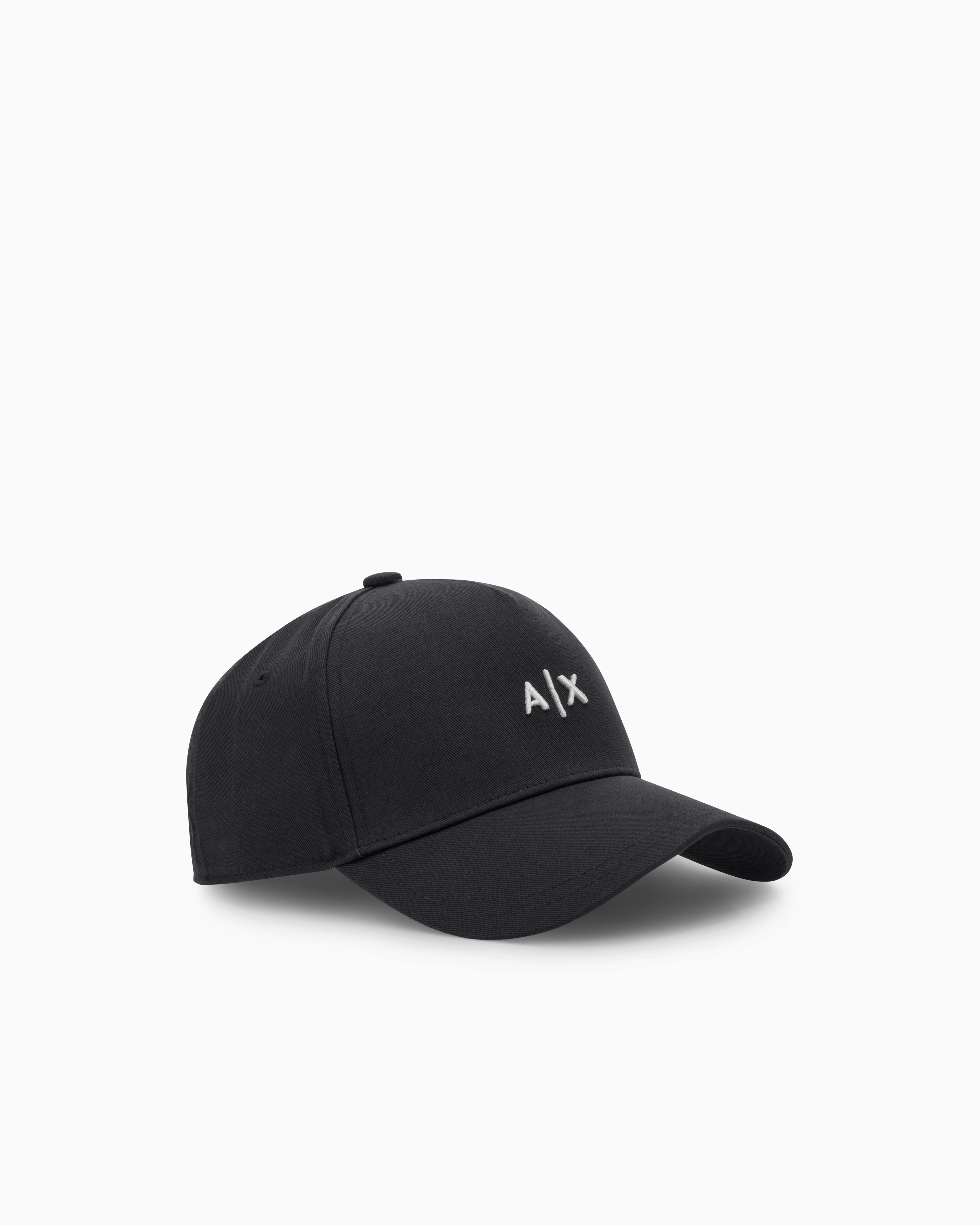 Armani Exchange Black Logo Cap With Curved Visor In Cotton Twill