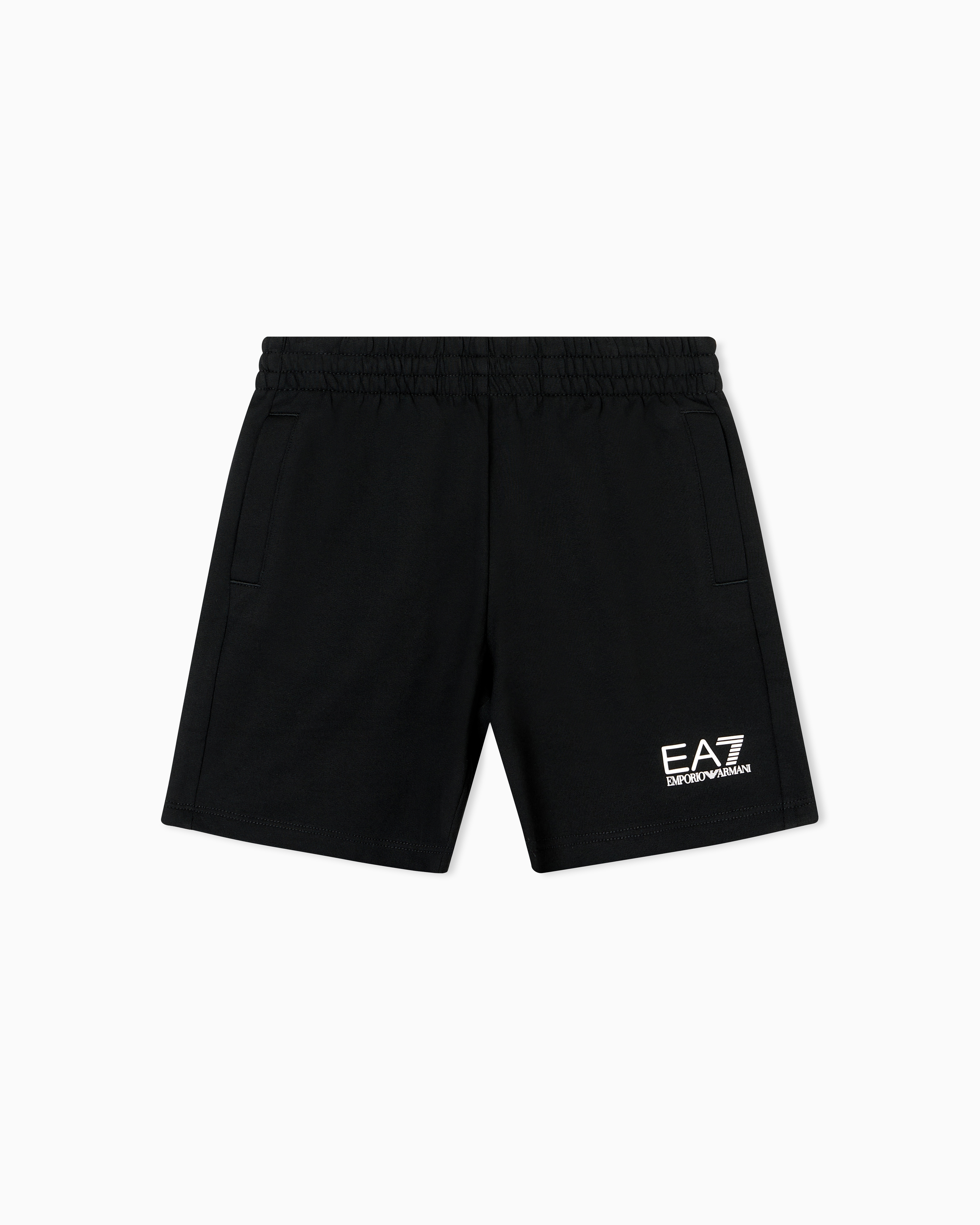 Ea7 Boys Black Cotton Core Identity Bermuda Shorts