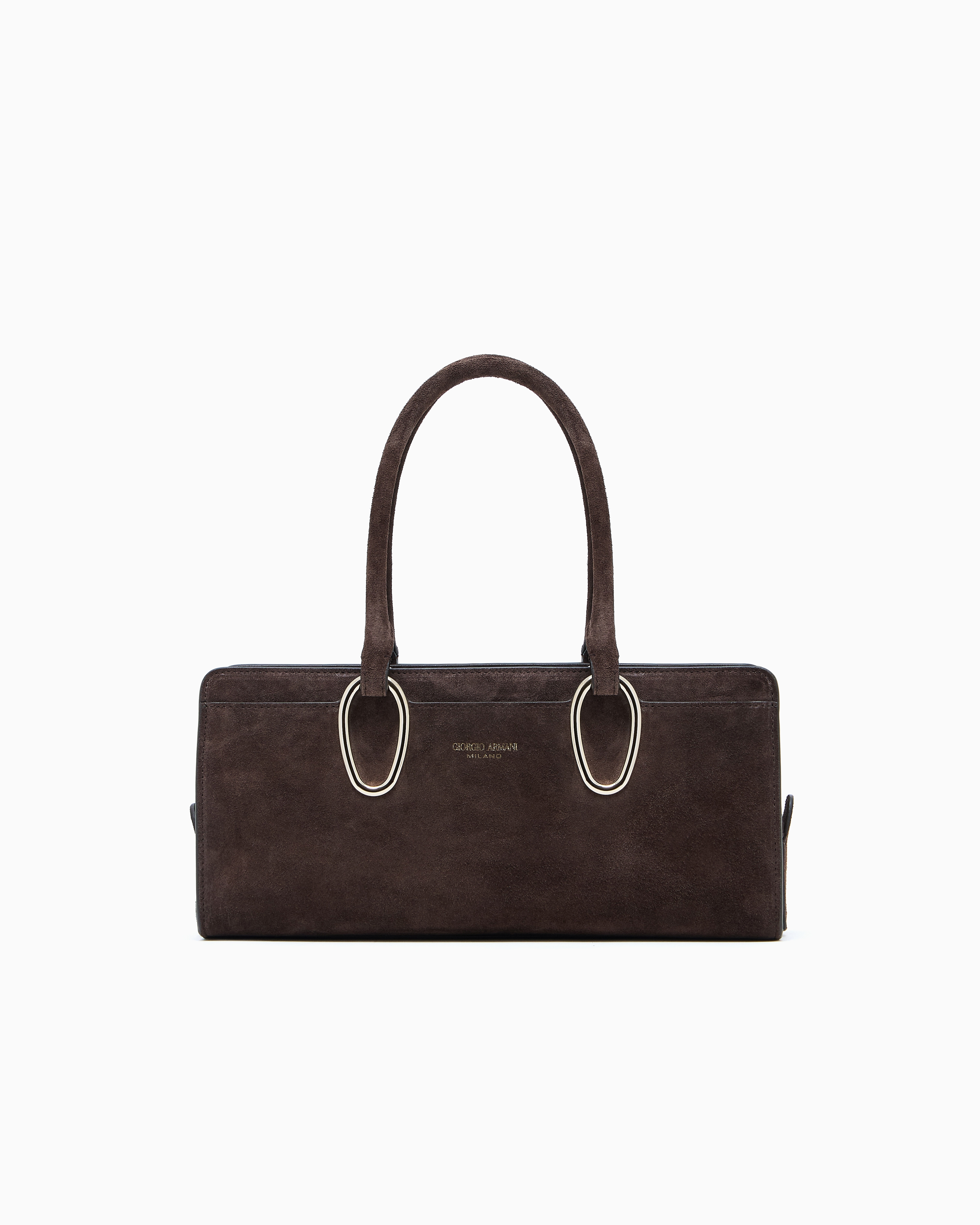 Giorgio Armani Brown Suede Bauletto Bag