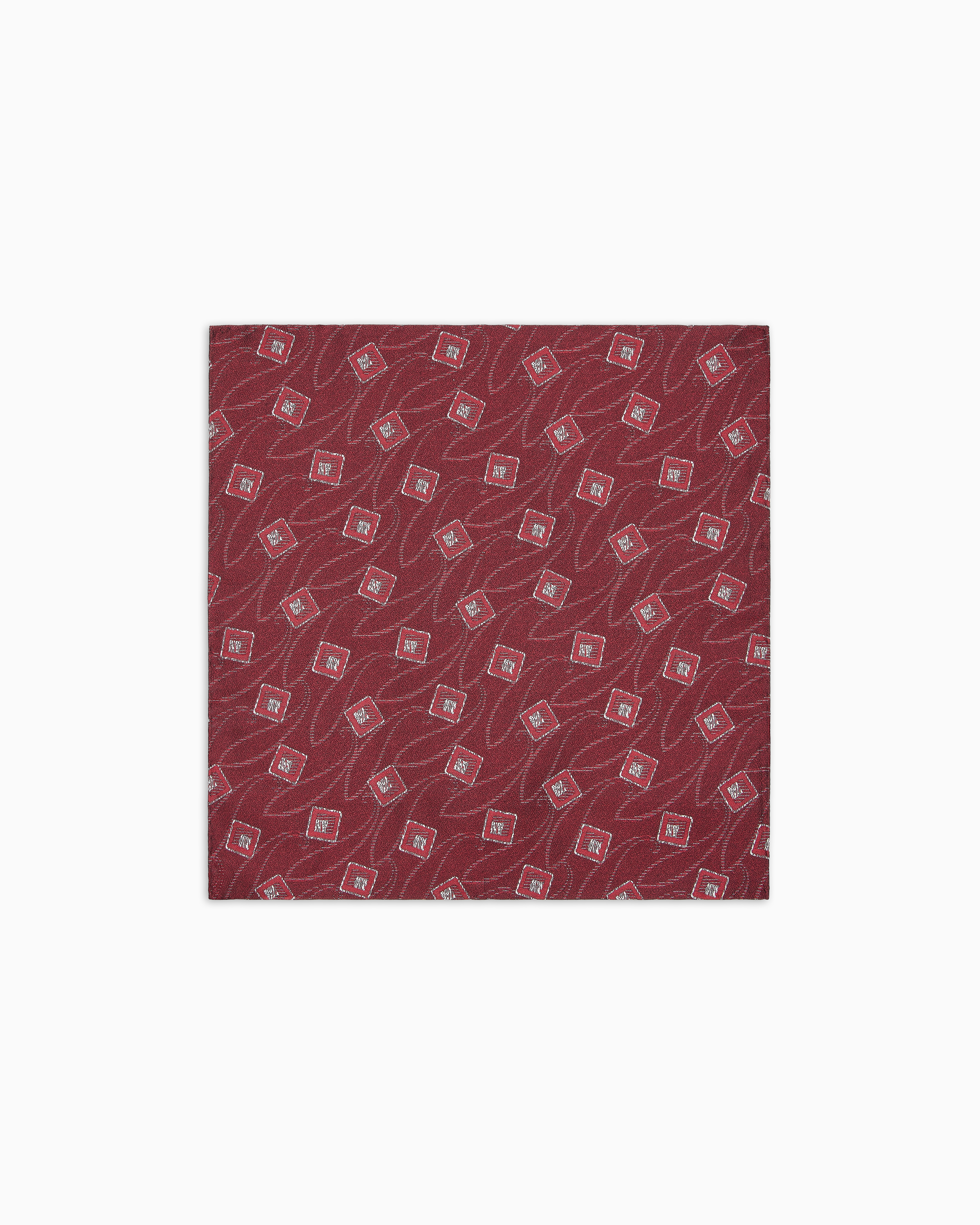 Giorgio Armani Red Silk Jacquard Pocket Square
