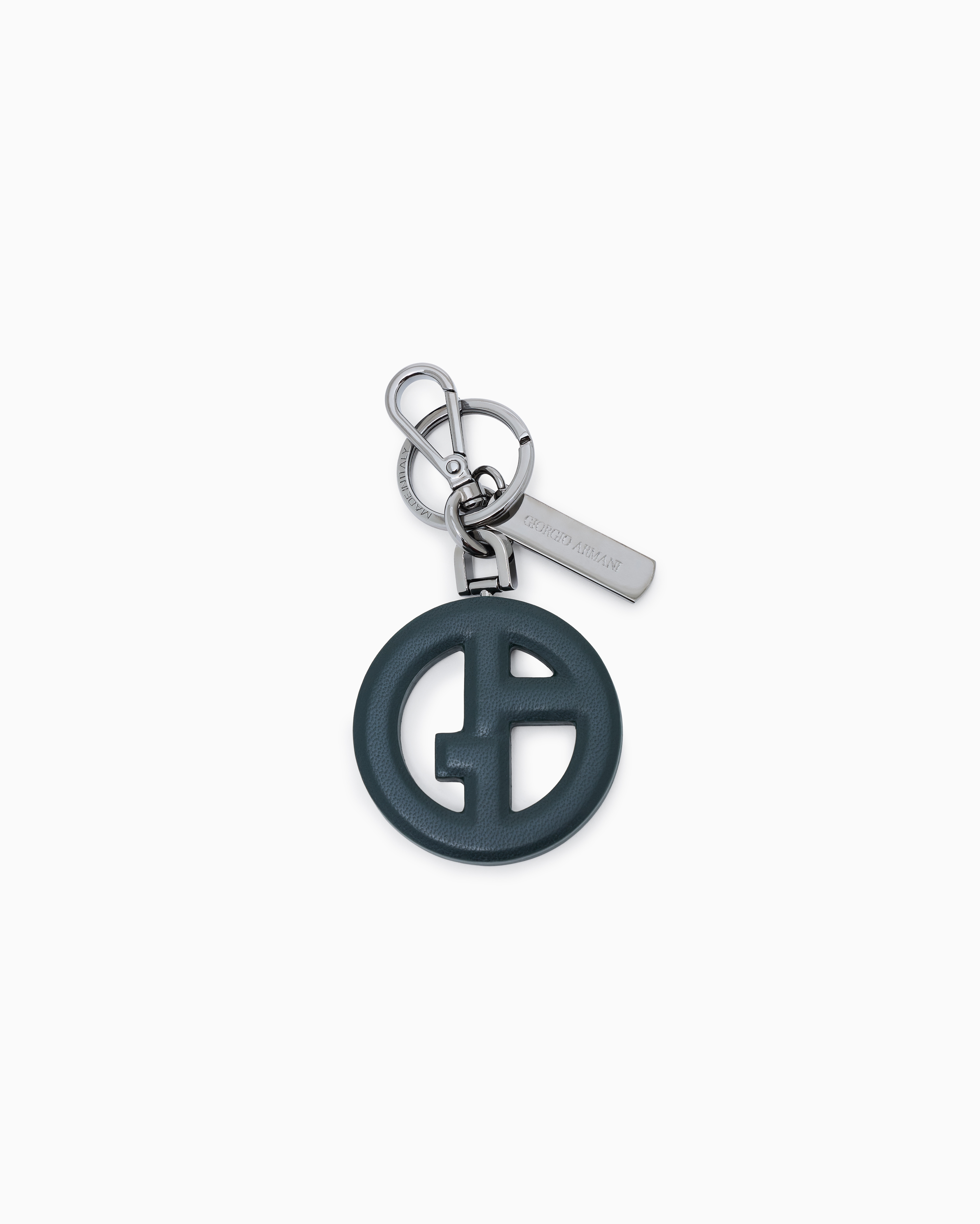 Giorgio Armani Green Tassel Keychain With Perforated Circular Detail