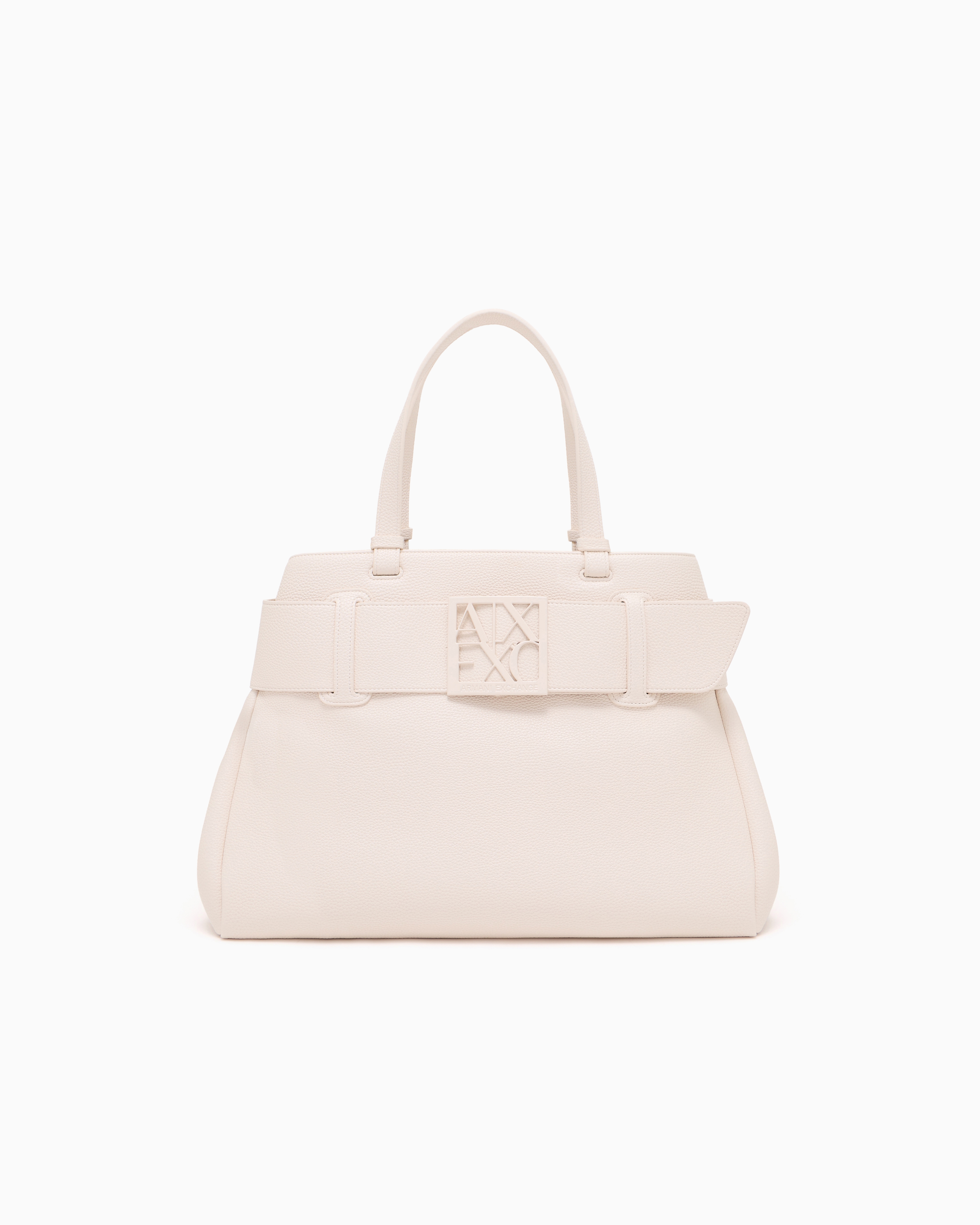 Armani Exchange White Technical Water-Resistant Shoppers With Maxi Logo