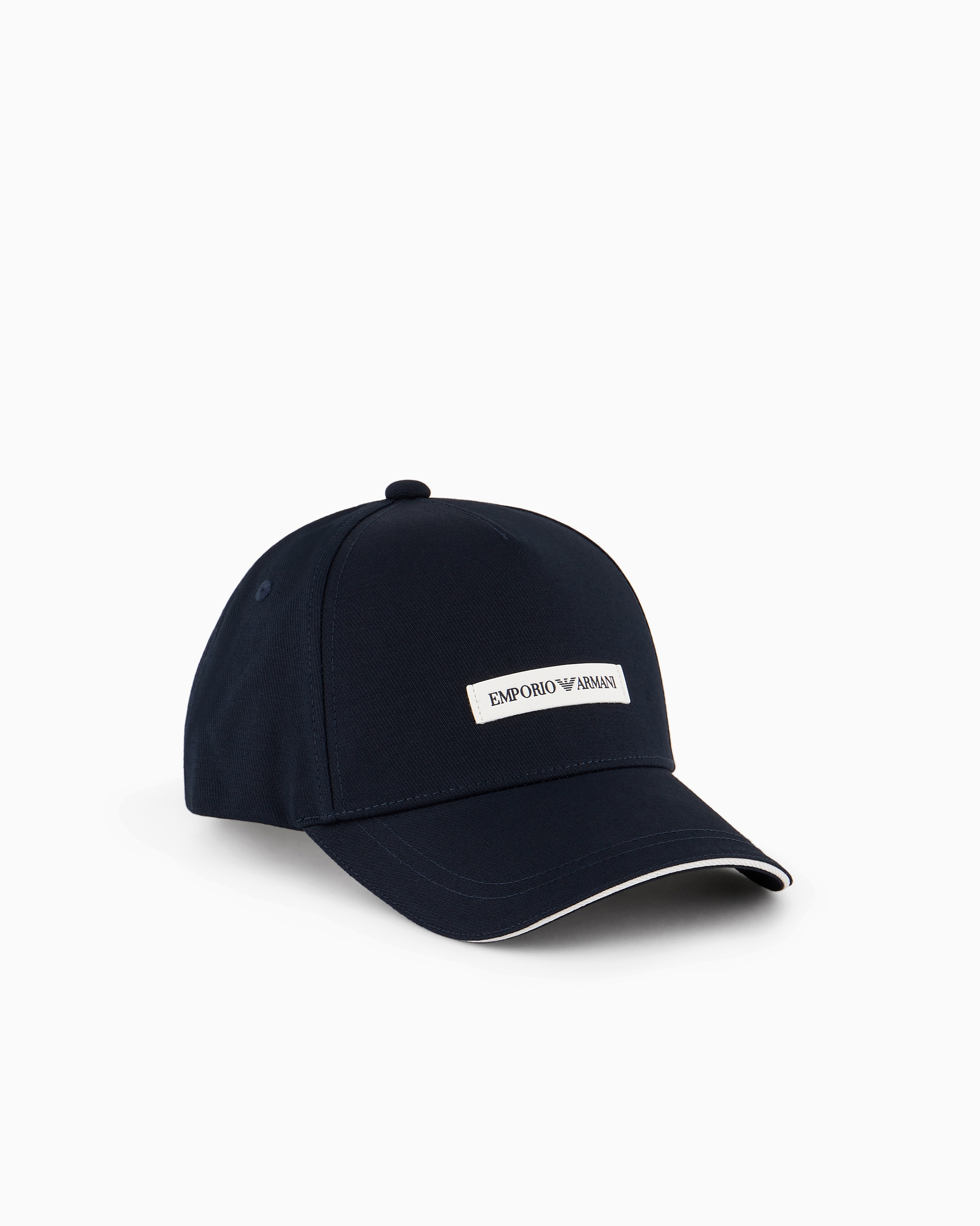 Emporio Armani Navy Blue Canvas Baseball Cap In Cotton With Patch Essential