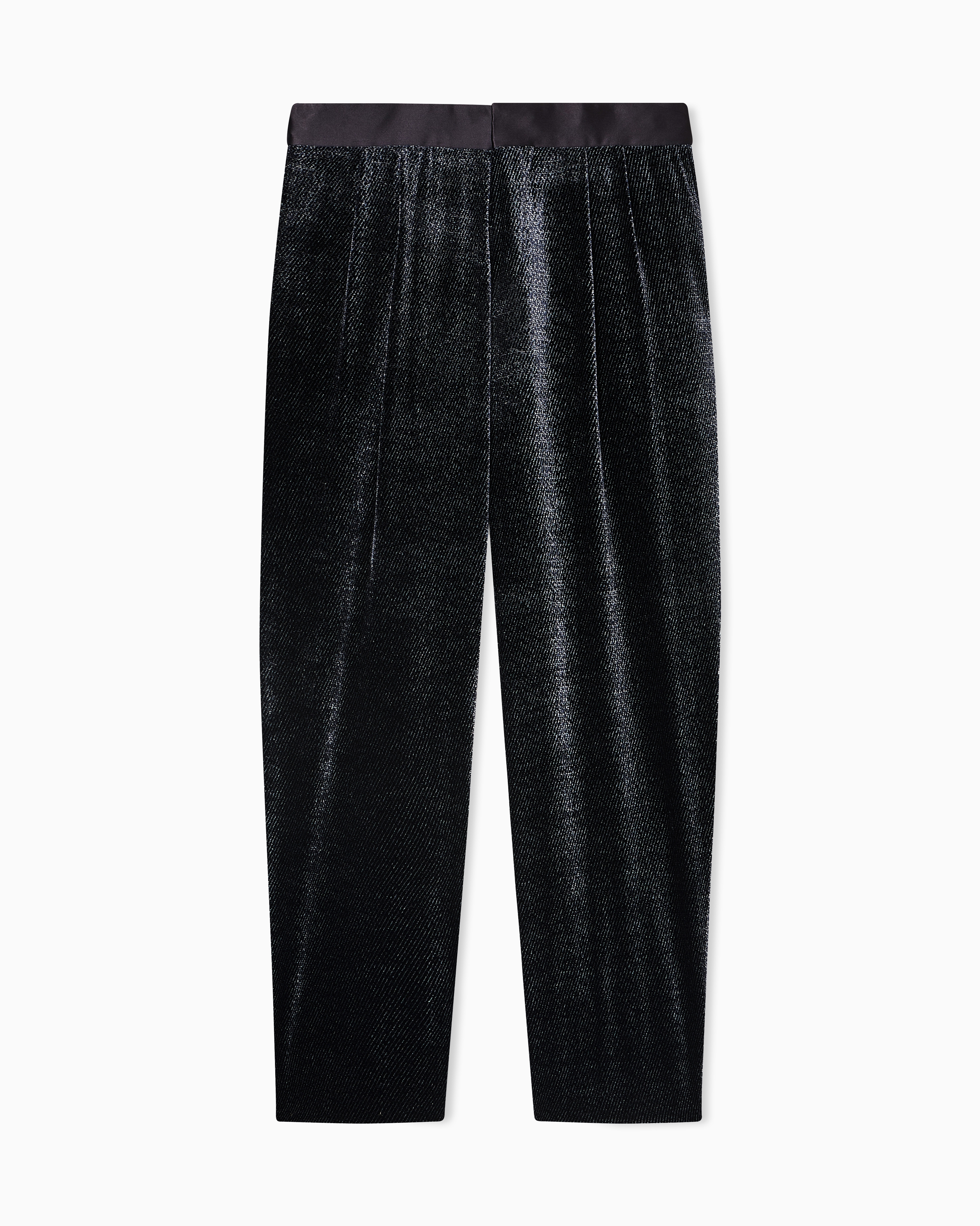 Giorgio Armani Blue Giorgio’s Double-Pleat Trousers In Micro Devoré Velvet