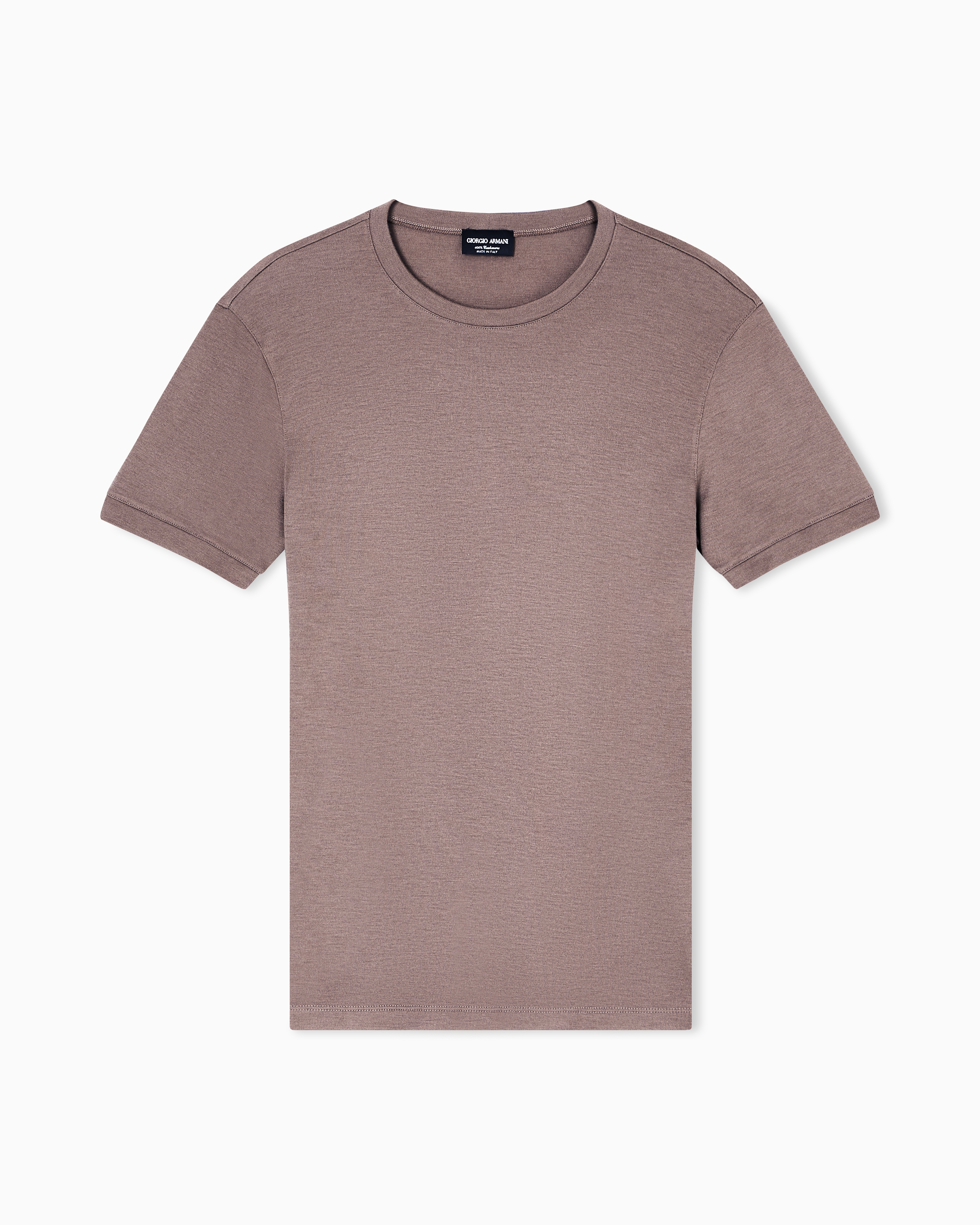 Giorgio Armani Beige Crew-Neck, Short-Sleeved Jumper In Cashmere Interlock