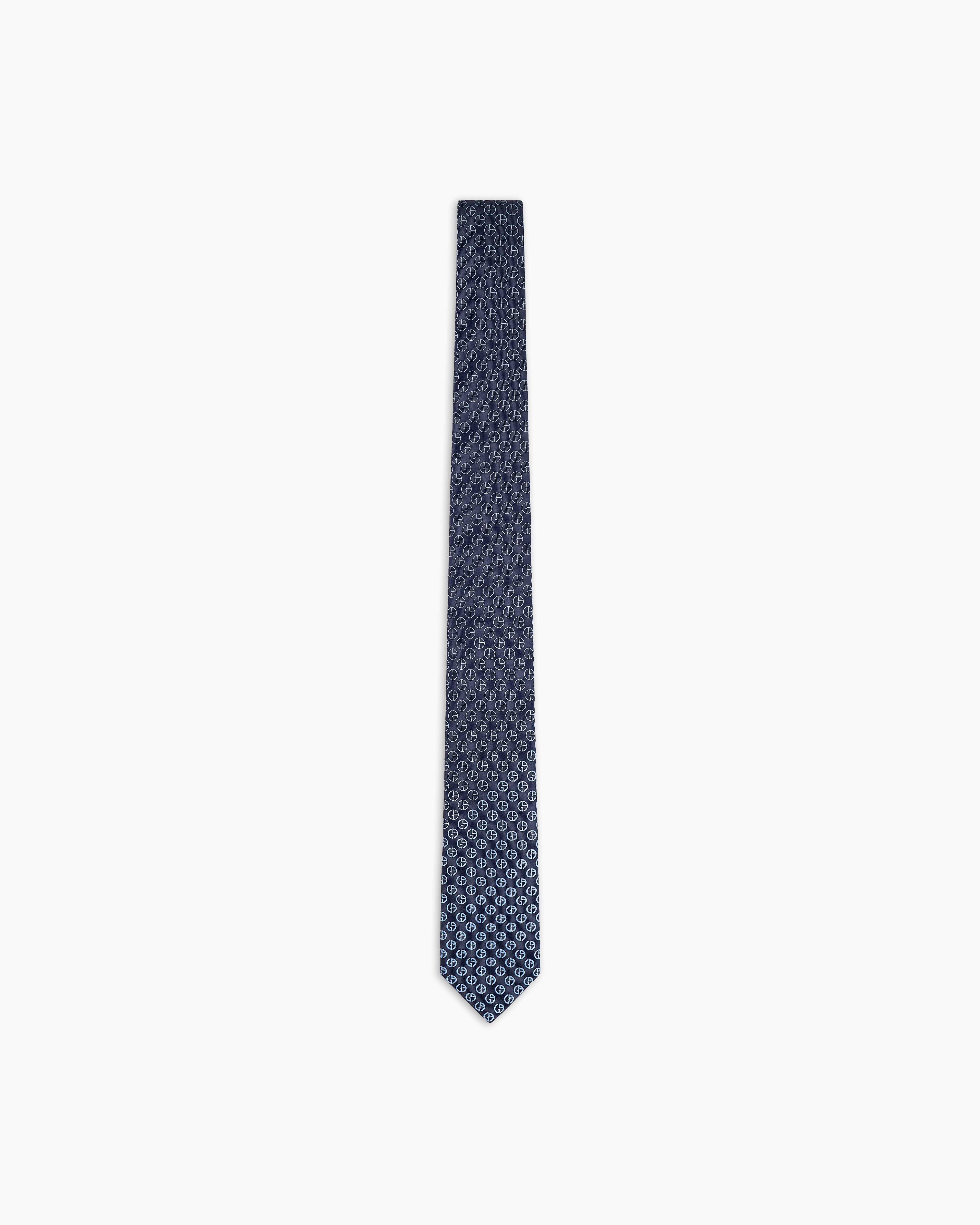 Giorgio Armani Blue Silk Tie In Faded Monogram Jacquard Silk