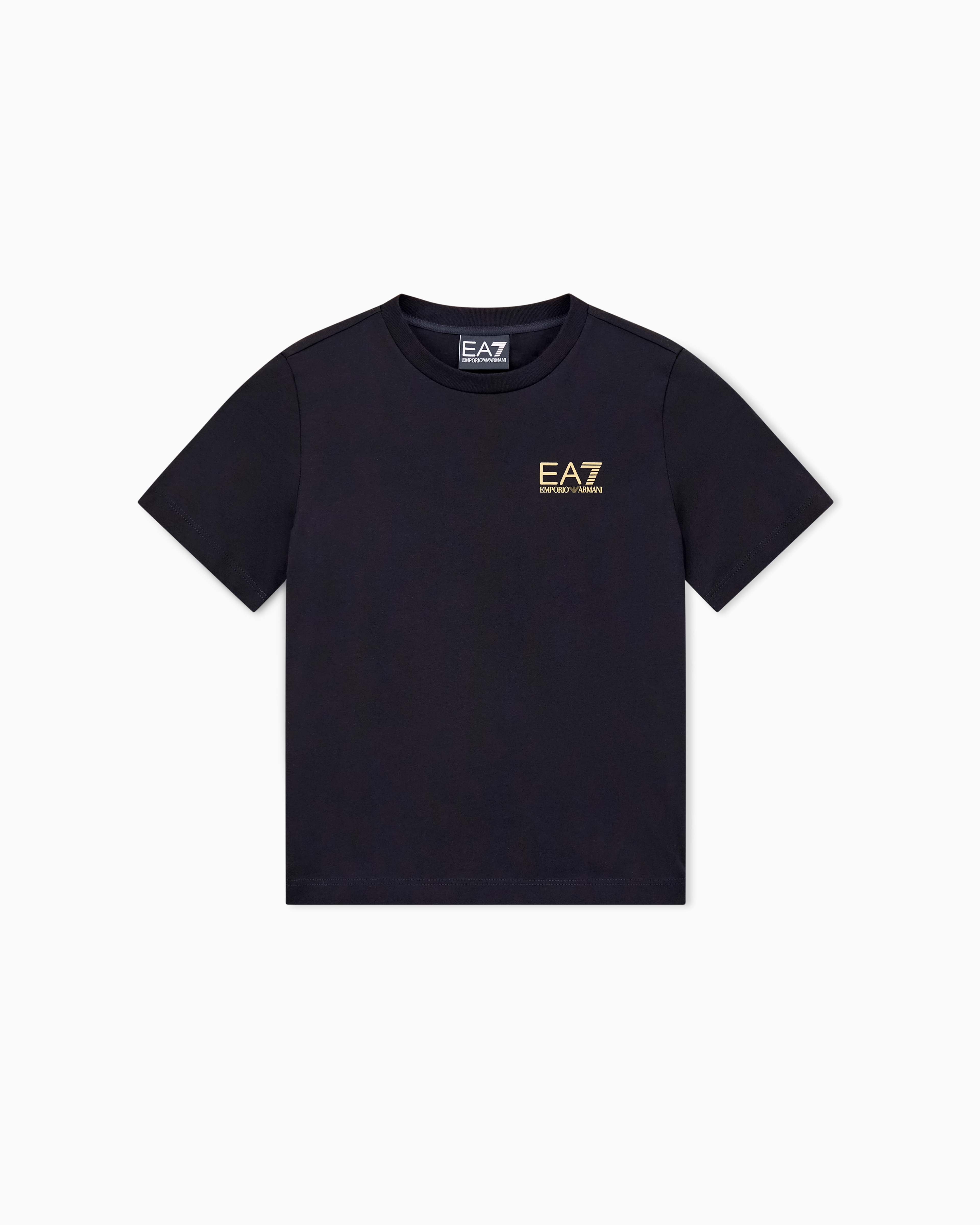 Ea7 Boys Black Regular Fit T-Shirt Core Identity In Cotton Jersey