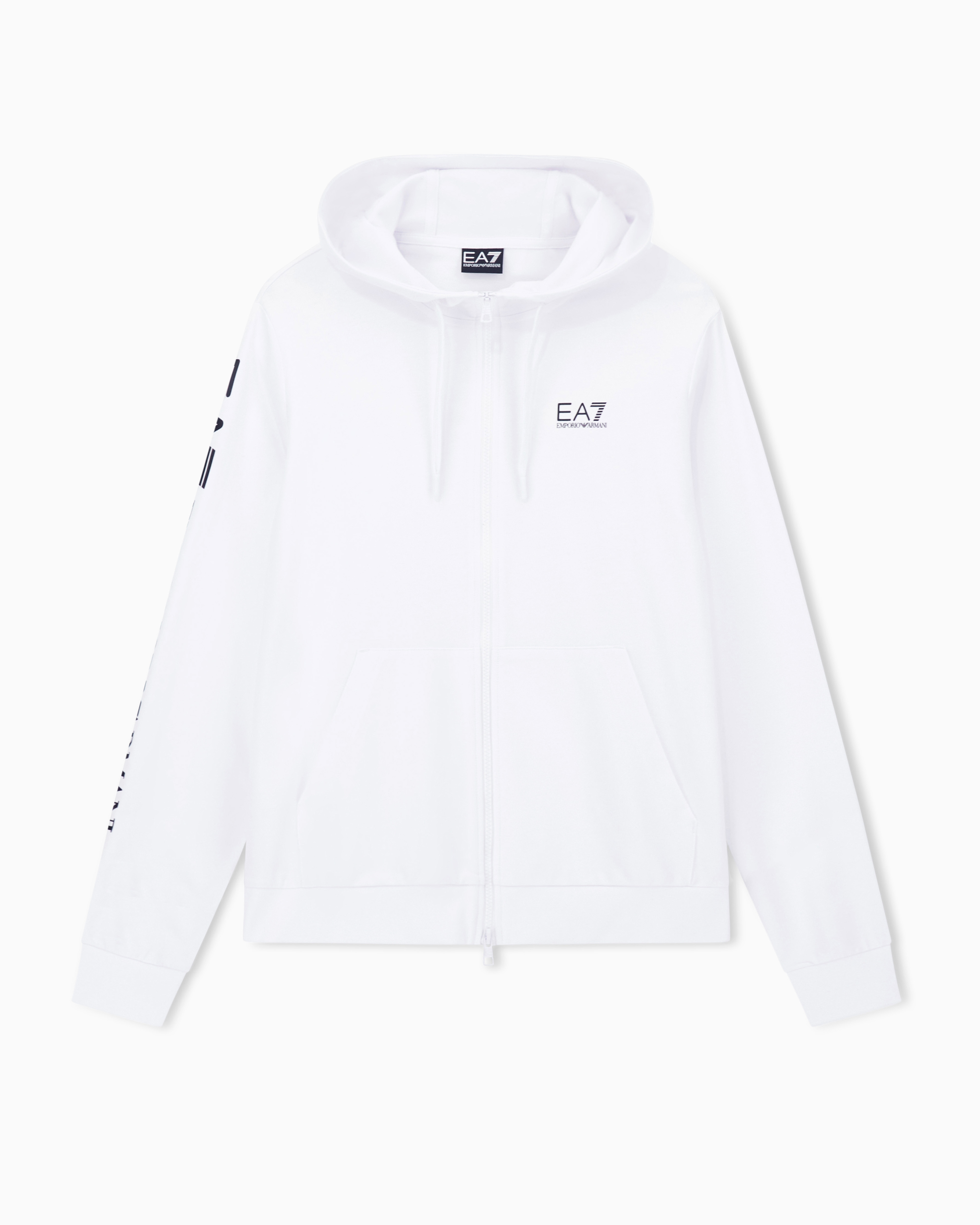 Ea7 Felpa Con Cappuccio E Zip Logo Series In Cotone