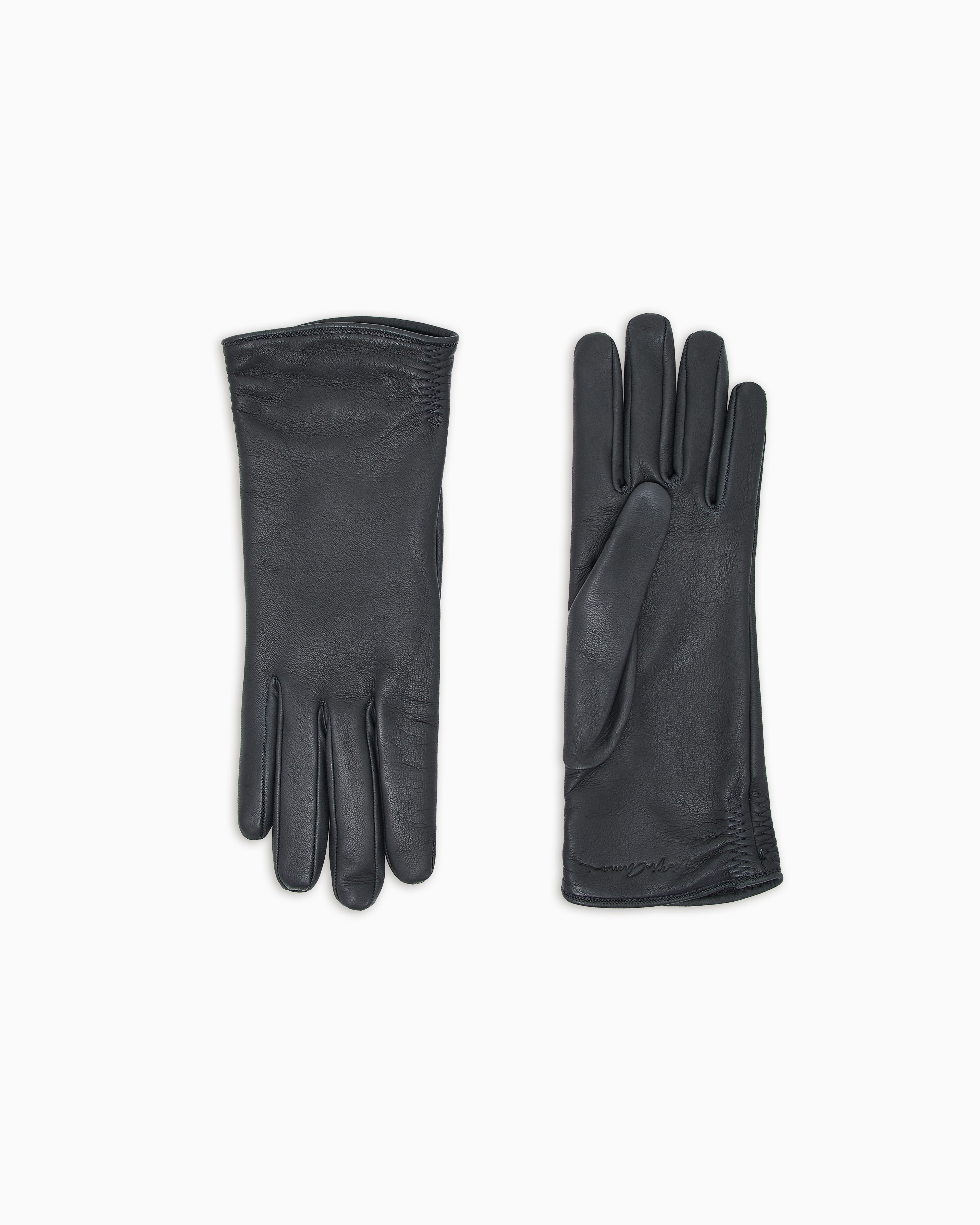 Giorgio Armani Grey Lambskin Nappa Leather Gloves