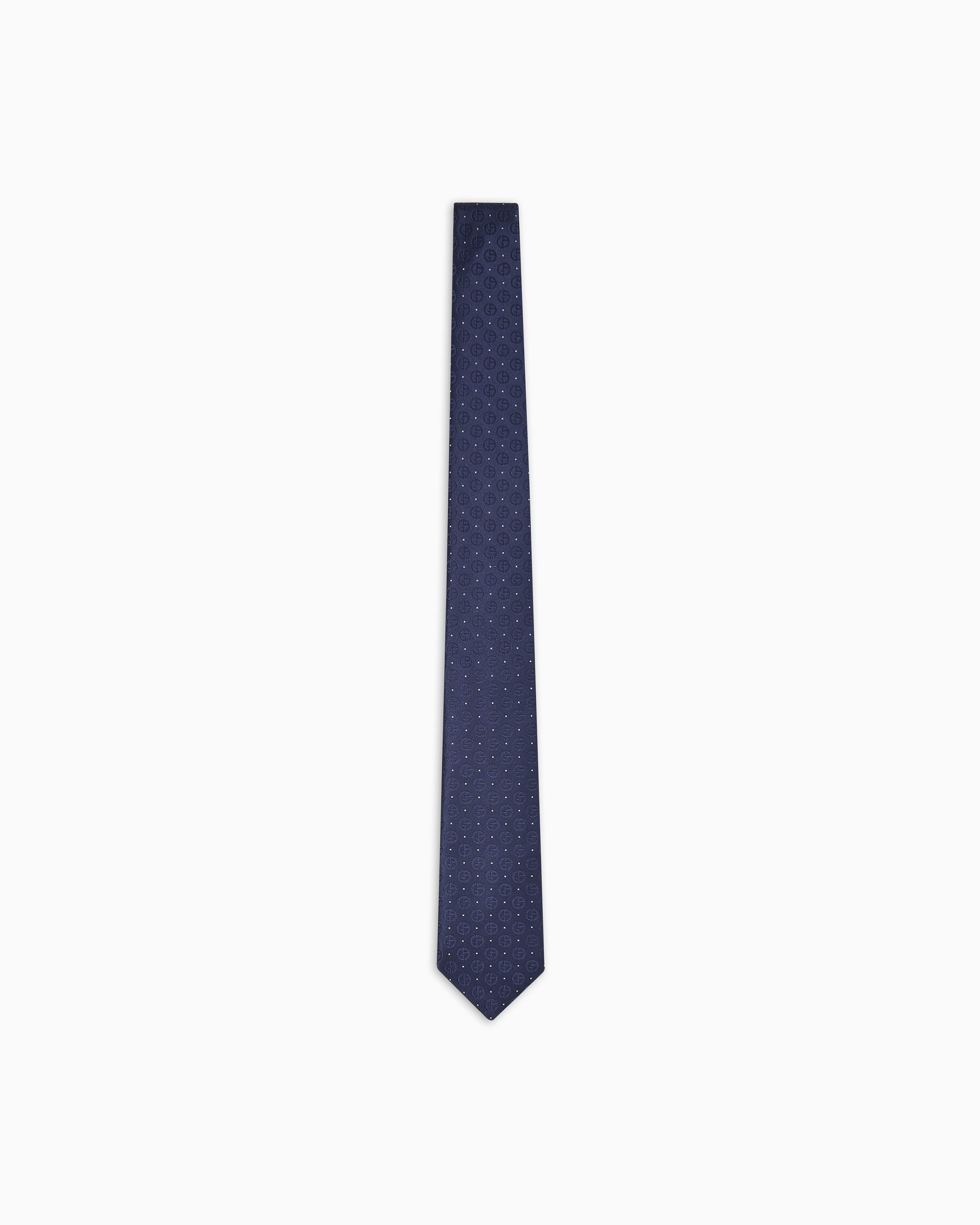 Giorgio Armani Blue Silk Tie With Jacquard Monogram