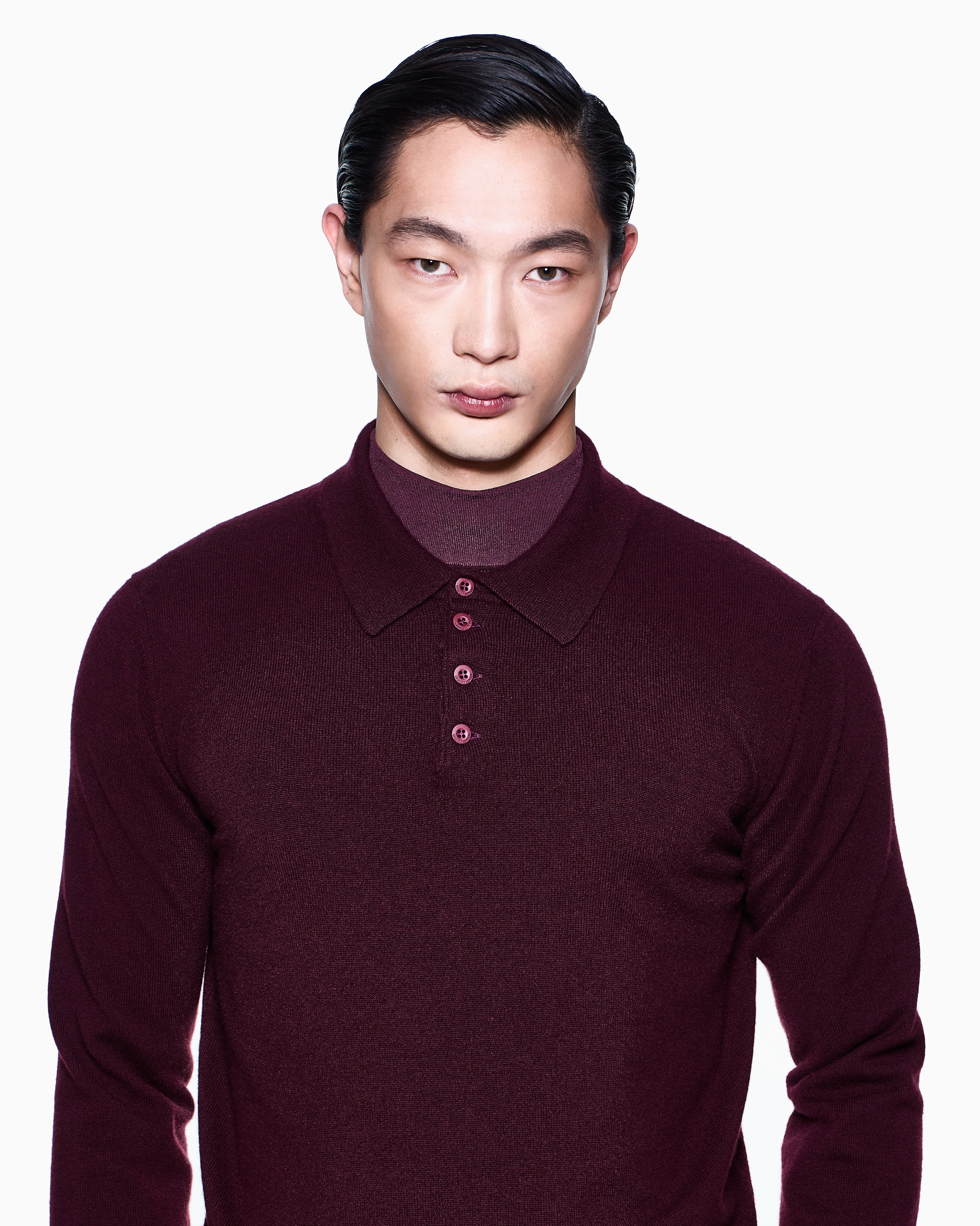 Long-sleeved cashmere polo shirt | Giorgio Armani
