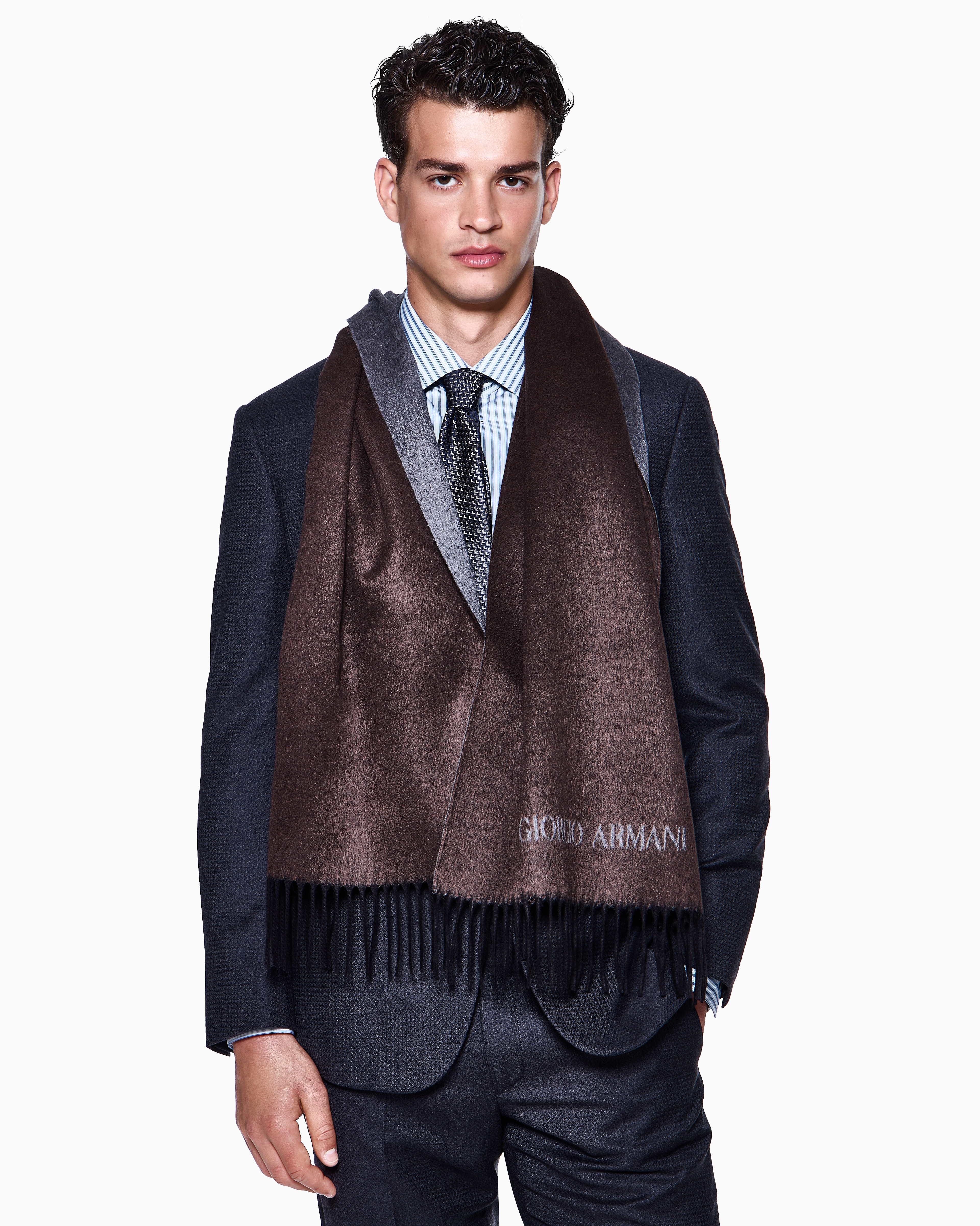GIORGIO ARMANI大判シルクスクエアスカーフ値下げ スカーフ バージンウール ジャカード | Giorgio Armani