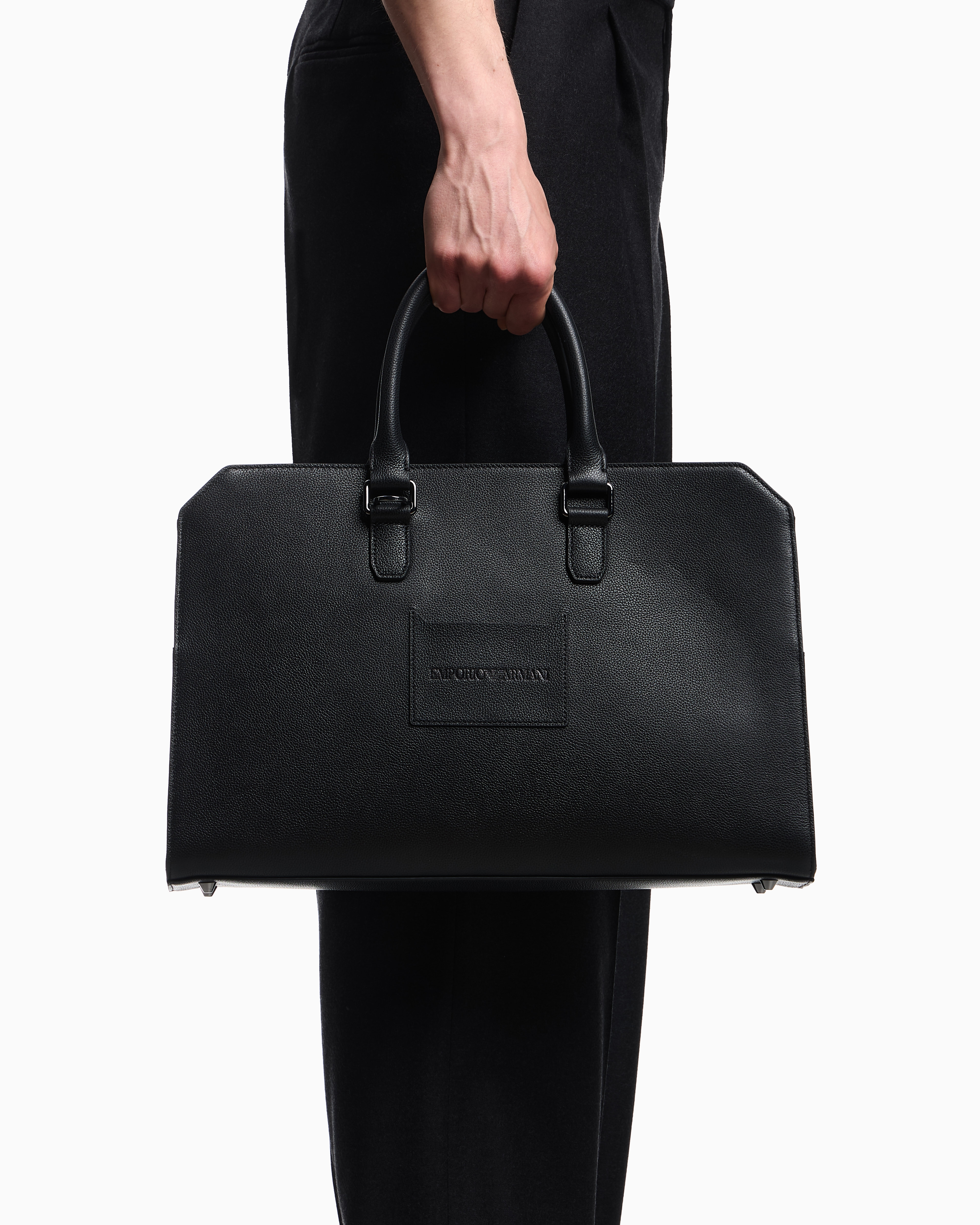 Giorgio Armani ブラックレザービジネスバッグ ARMANI EXCHANGE（アルマーニエクスチェンジ）の「【A|X アルマーニ