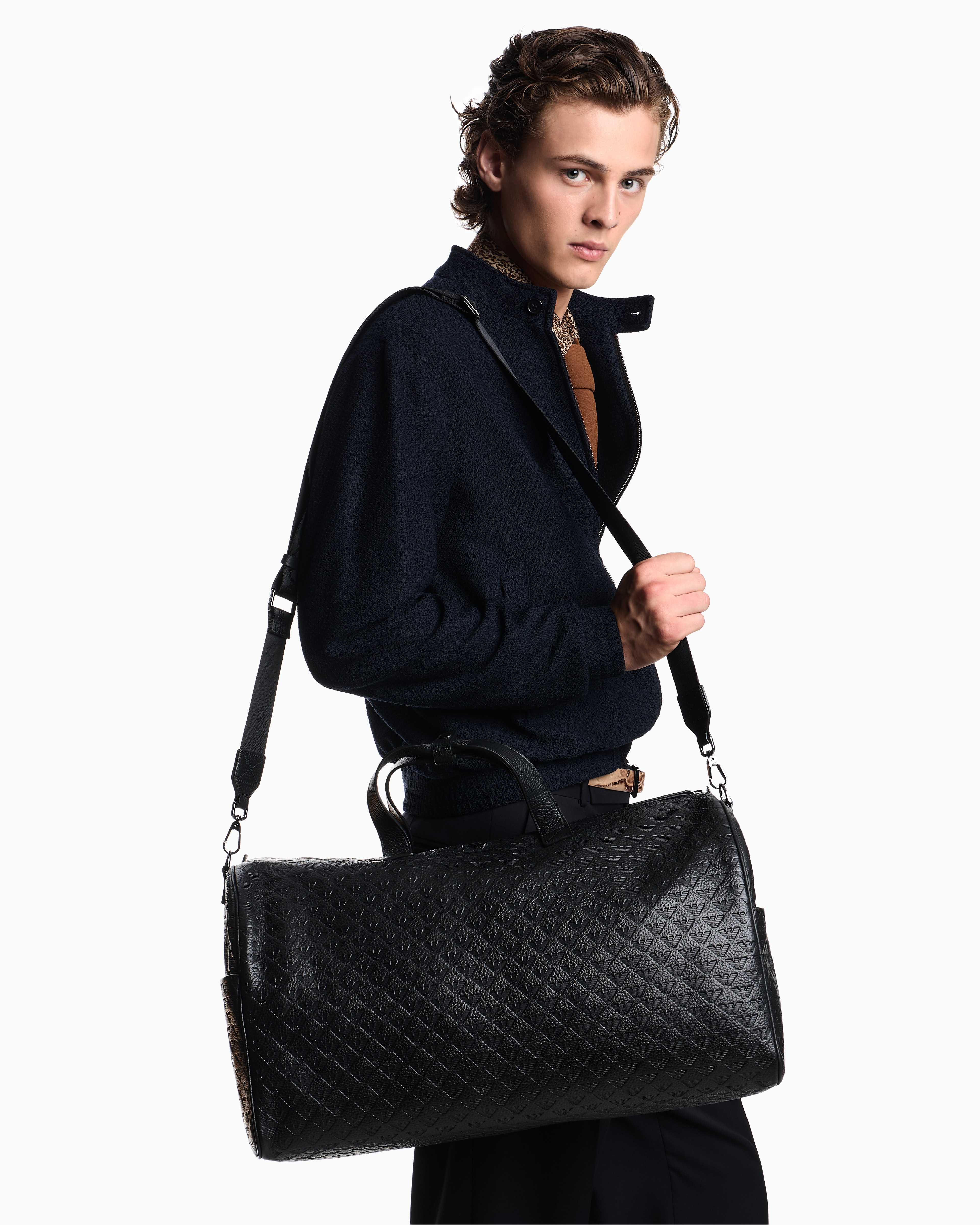 ダッフルバッグ レザー オールオーバーエンボスイーグル | Emporio Armani