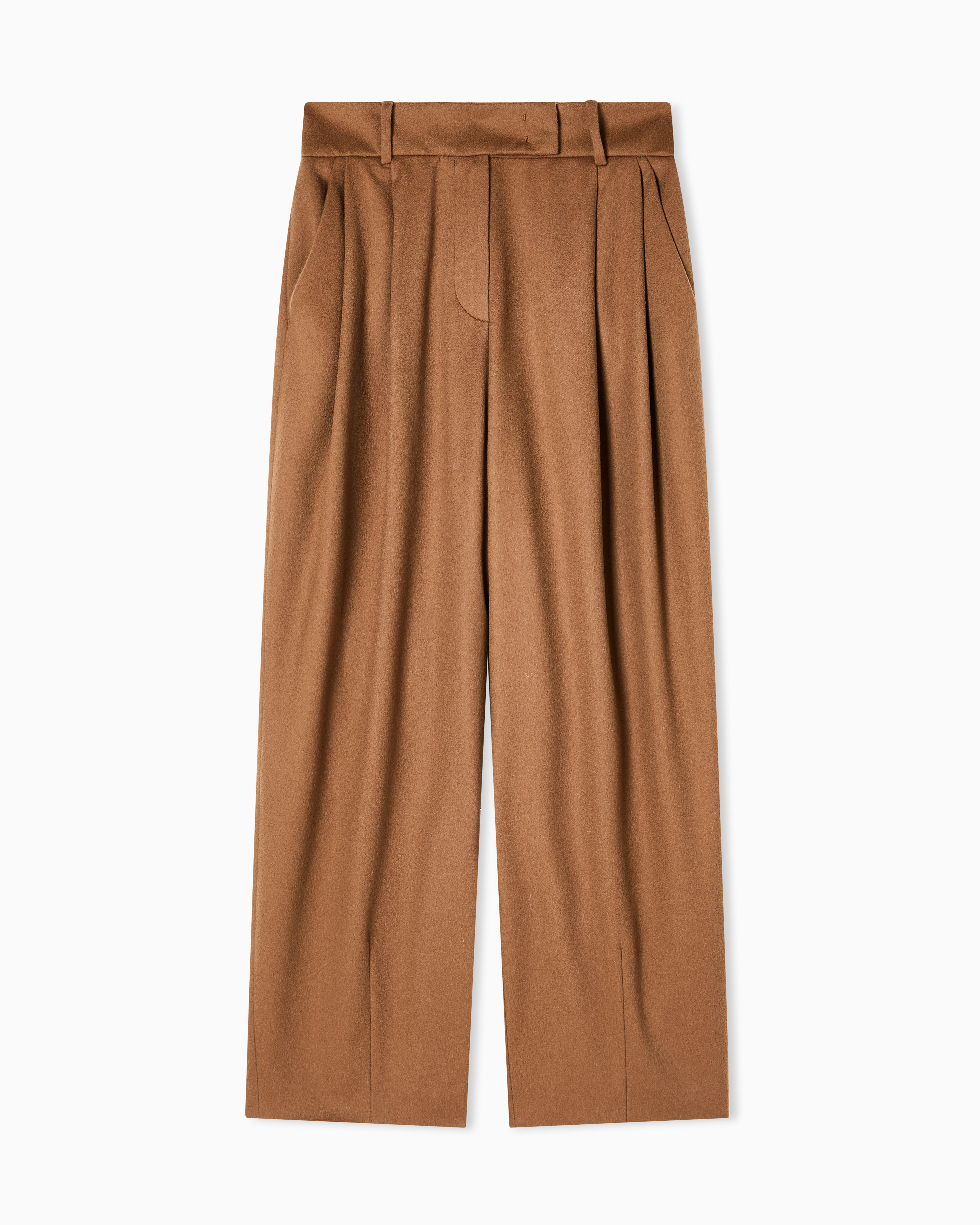 Giorgio Armani Camel Double-Pleat, Vicuña Wool Trousers