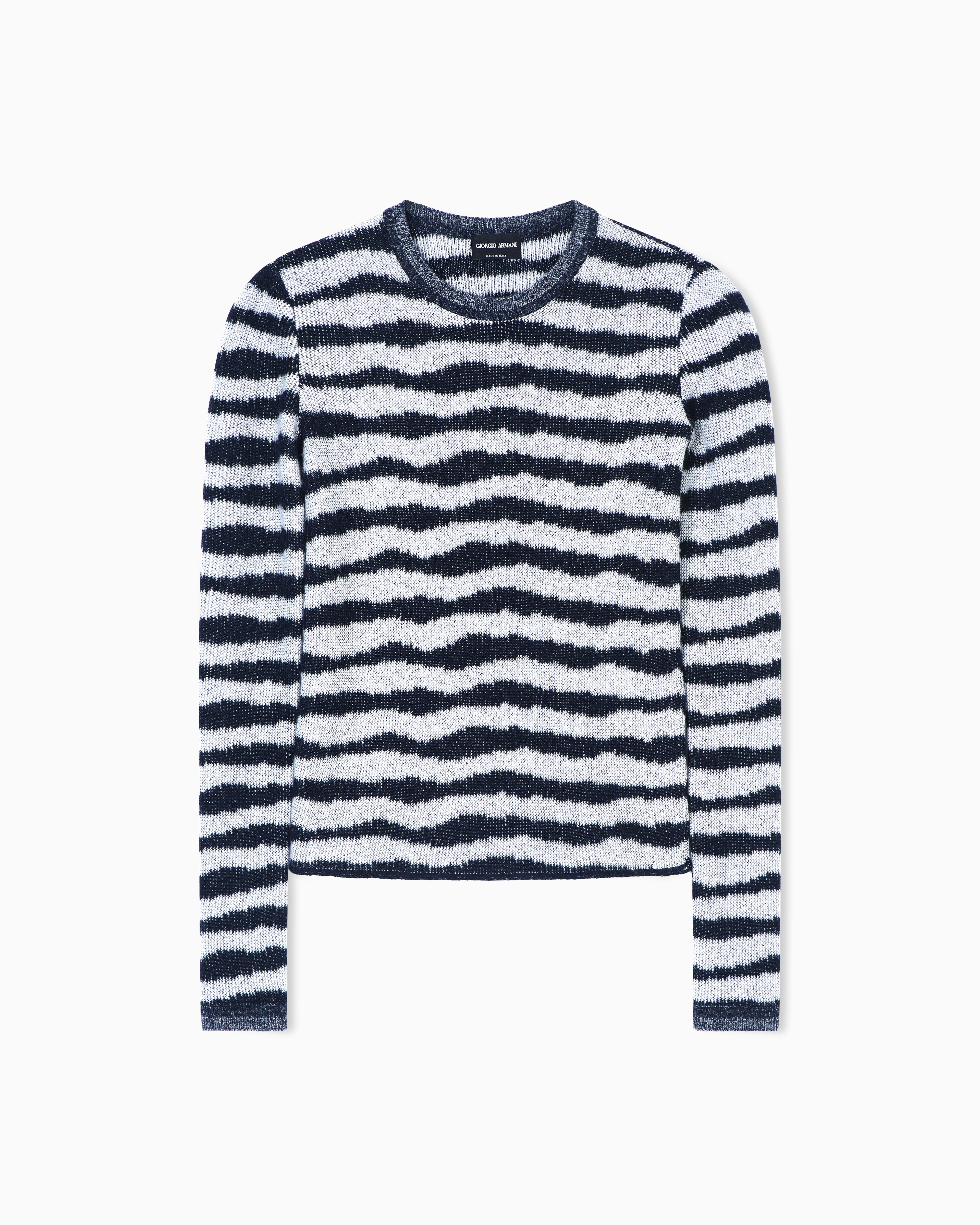 Giorgio Armani Two-Tone Cashmere Jumper With Silk And Irregular Stripes Icon