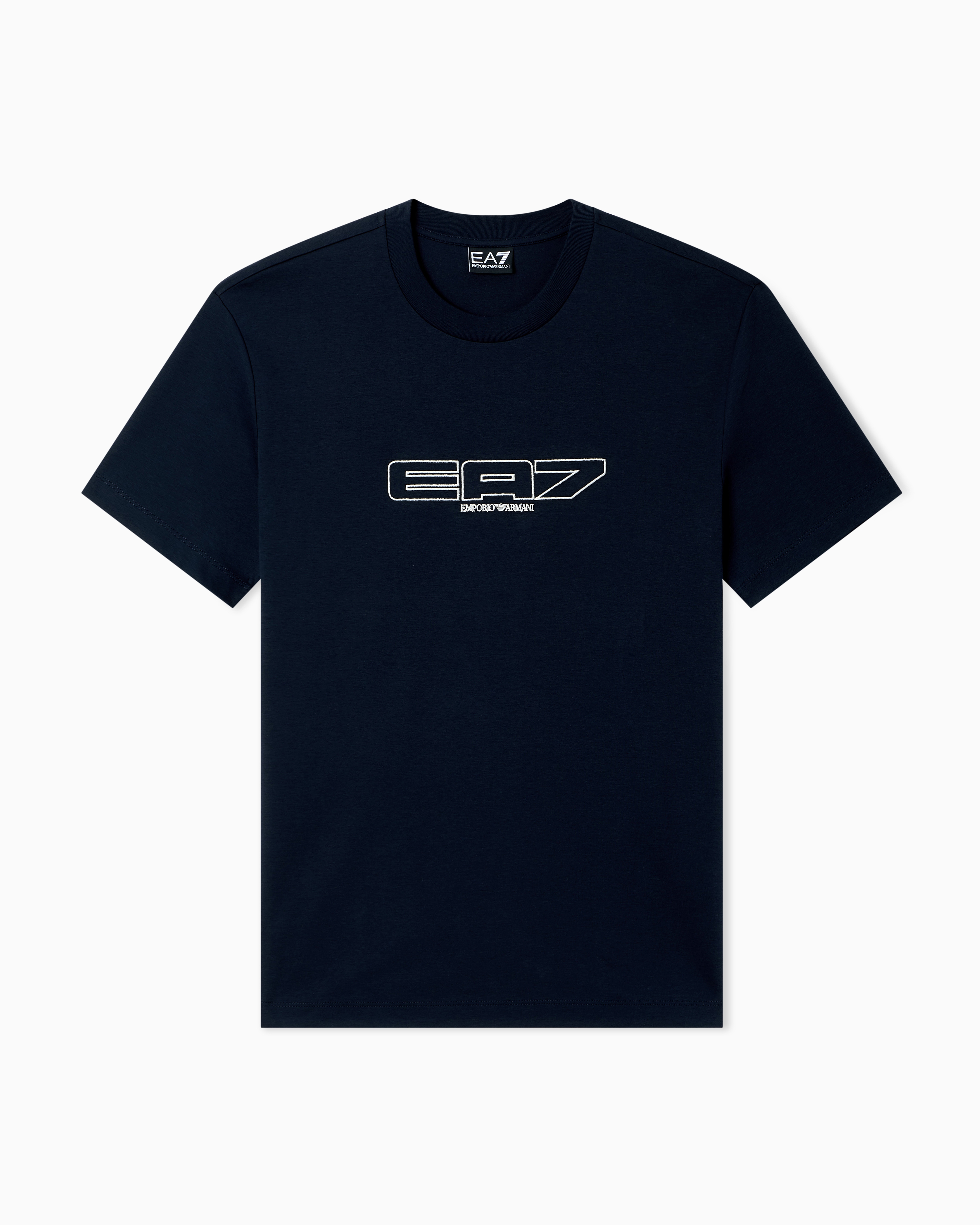 Ea7 Navy Blue Logo Series Cotton-Jersey T-Shirt