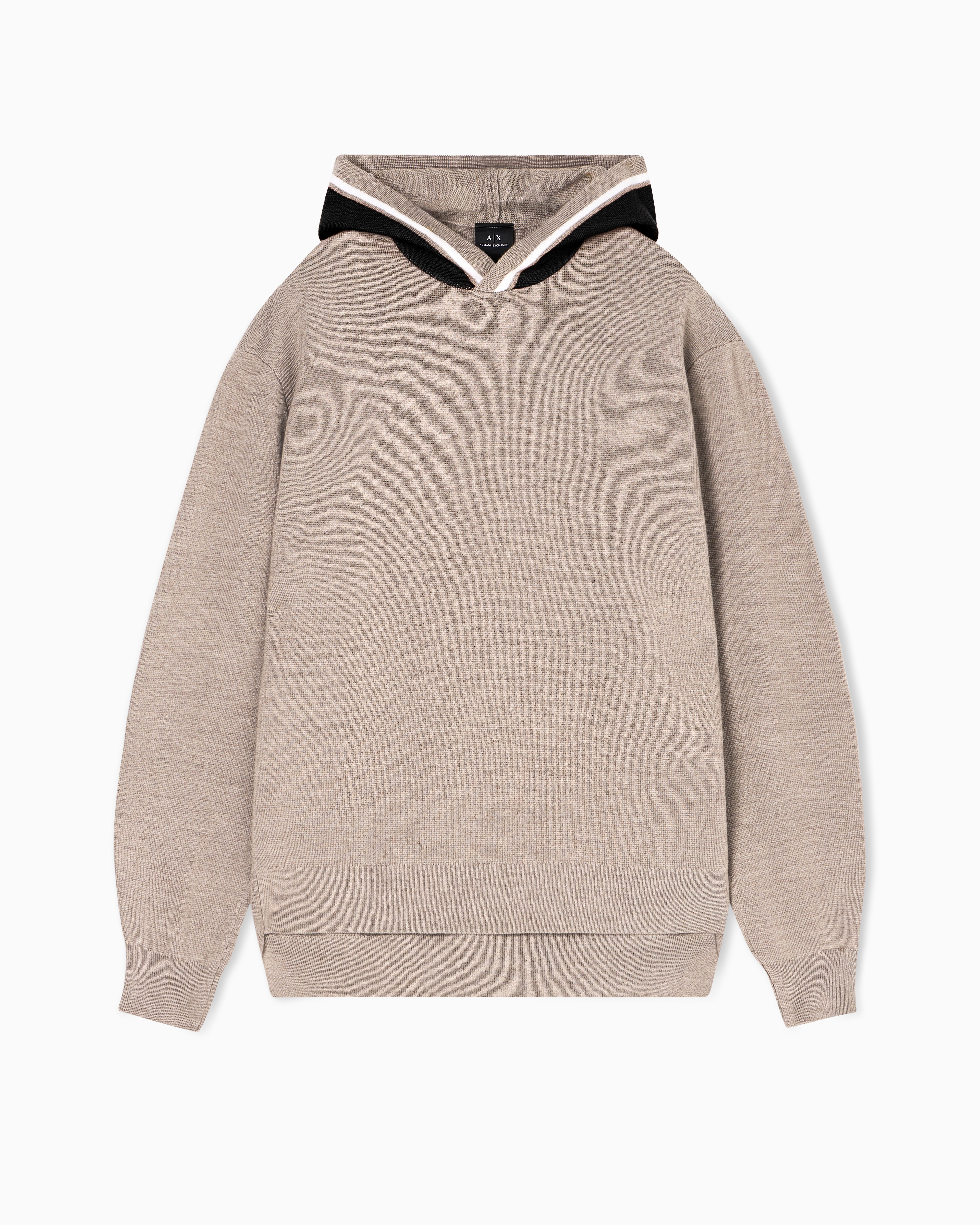 Armani Exchange Beige Contrast Hooded Sweater