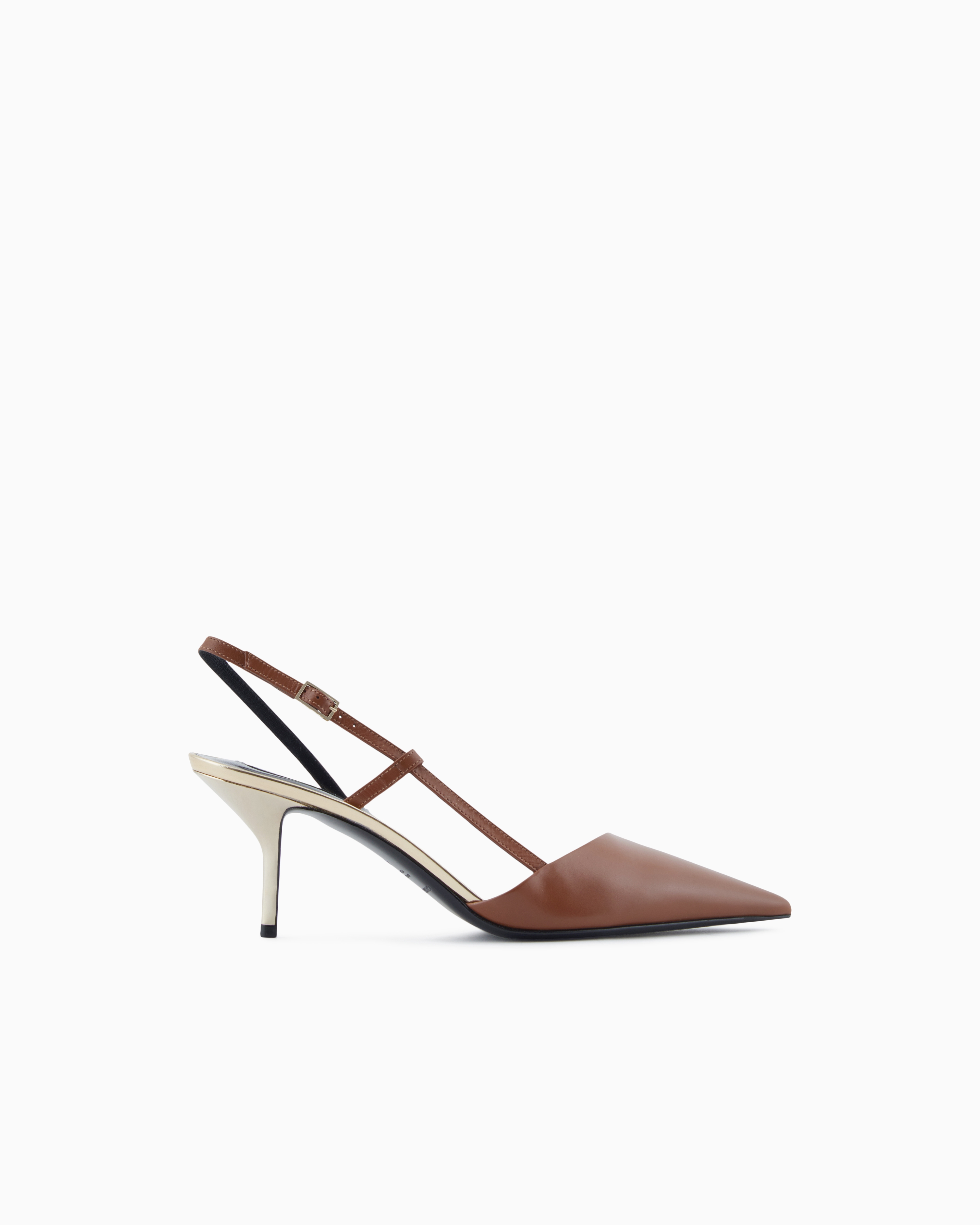 Giorgio Armani Brown Calfskin Slingbacks With Mirror Details