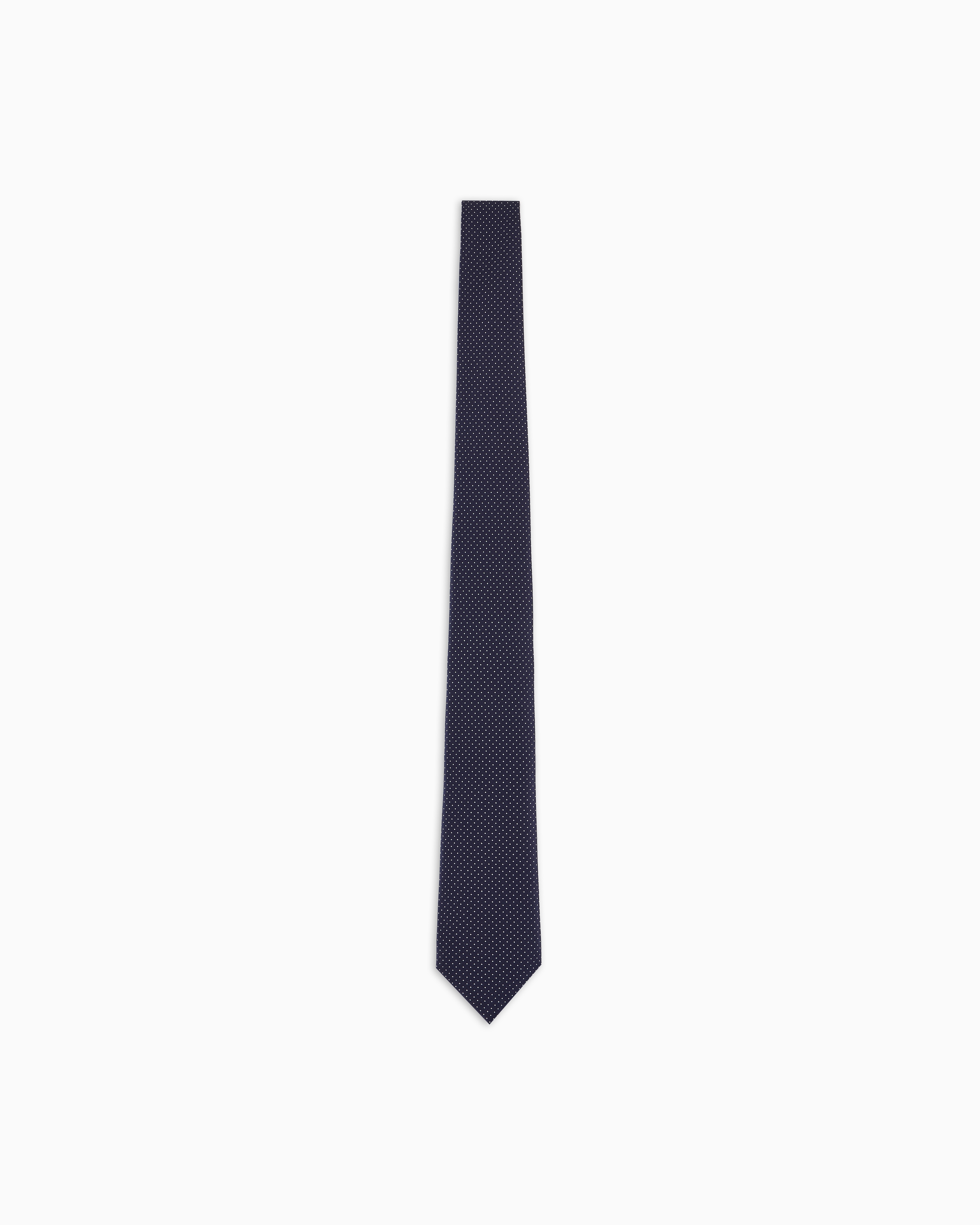 Giorgio Armani Blue Pure Silk Tie With Micro Polka-Dot Jacquard