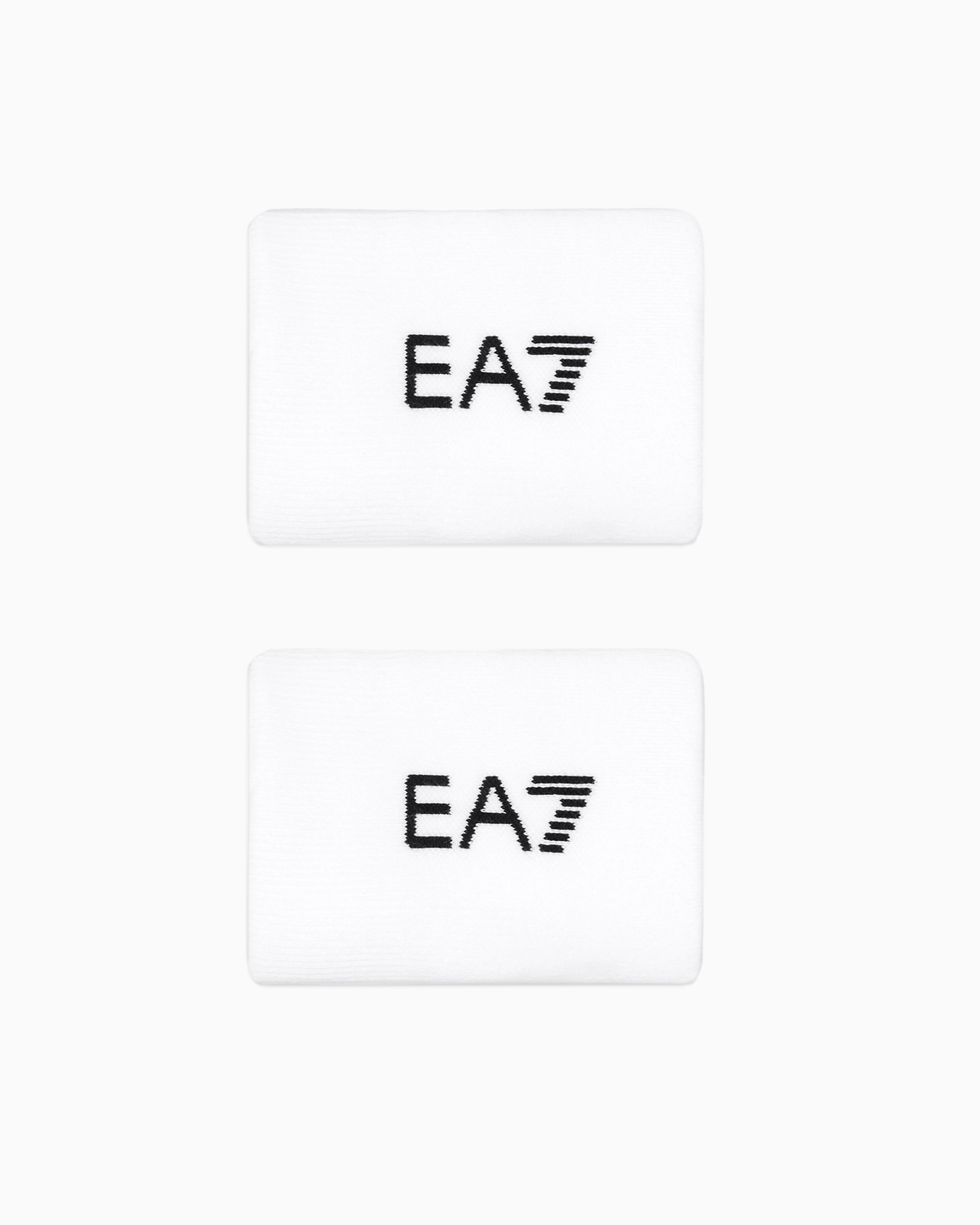 Ea7 Unisex White Stretch Wristbands With Contrast Logo Tennis Pro Wristband