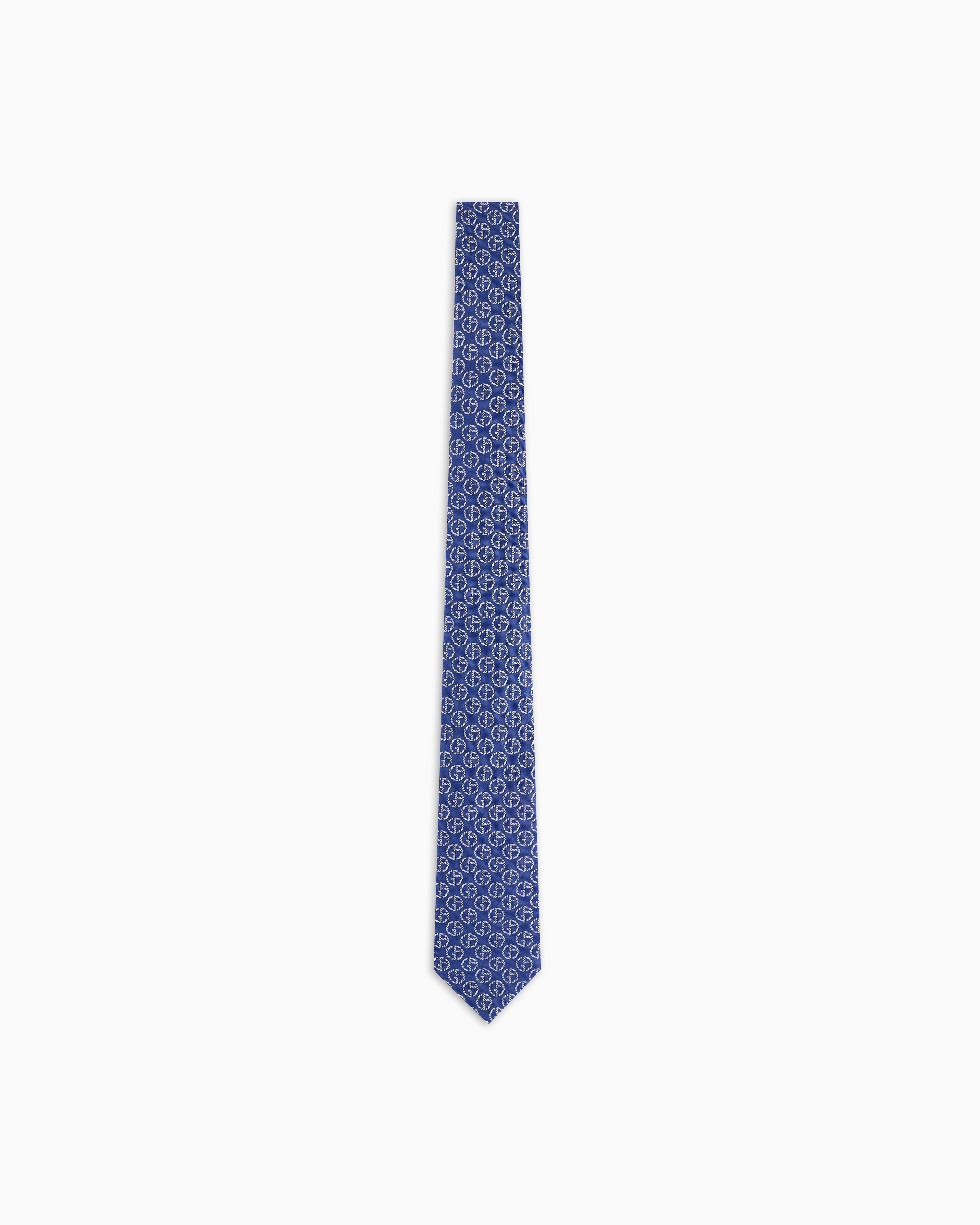Giorgio Armani Blue Pure Silk Tie With Jacquard Monogram