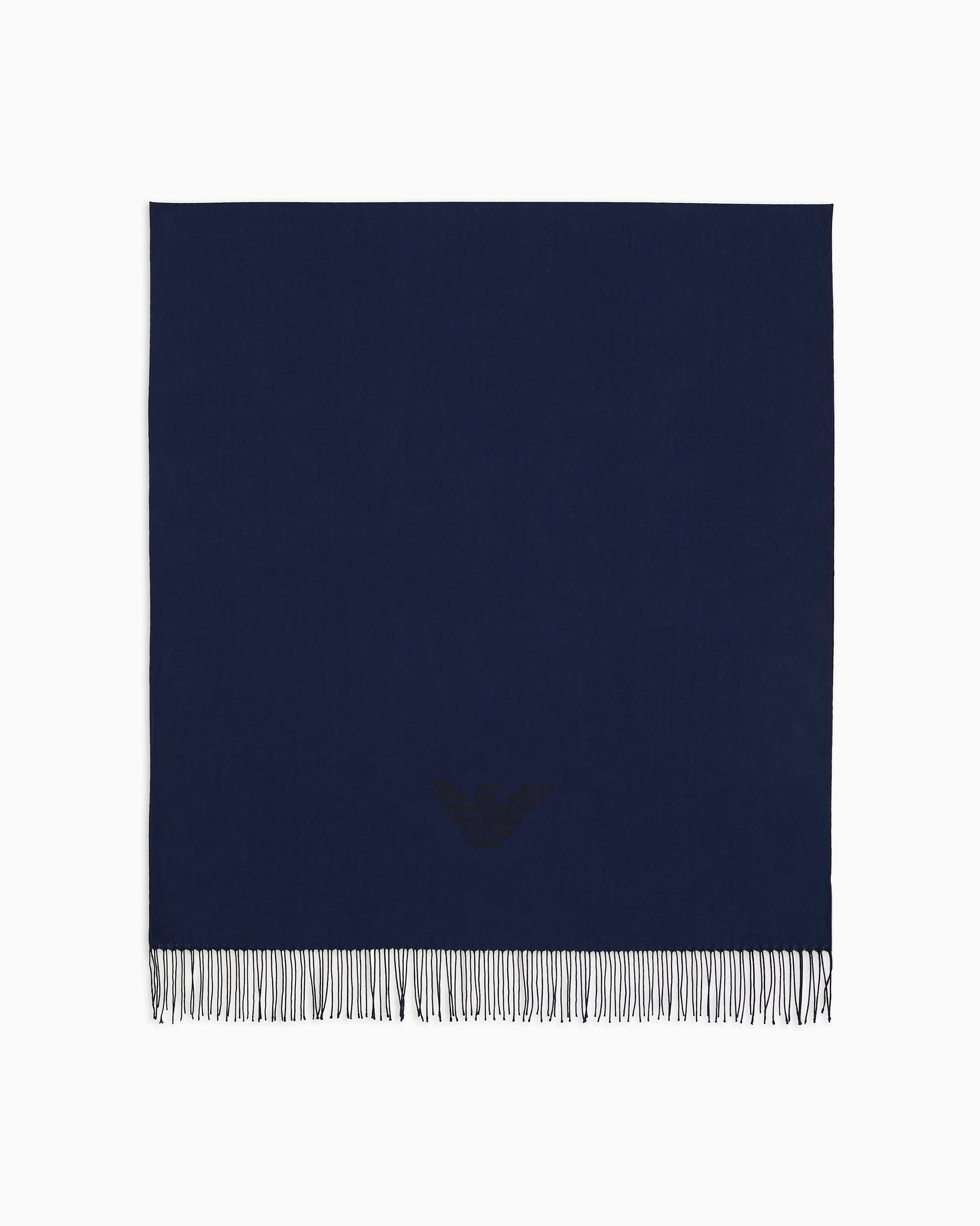 Emporio Armani Men's Navy Blue Fringed Scarf With Eagle Print